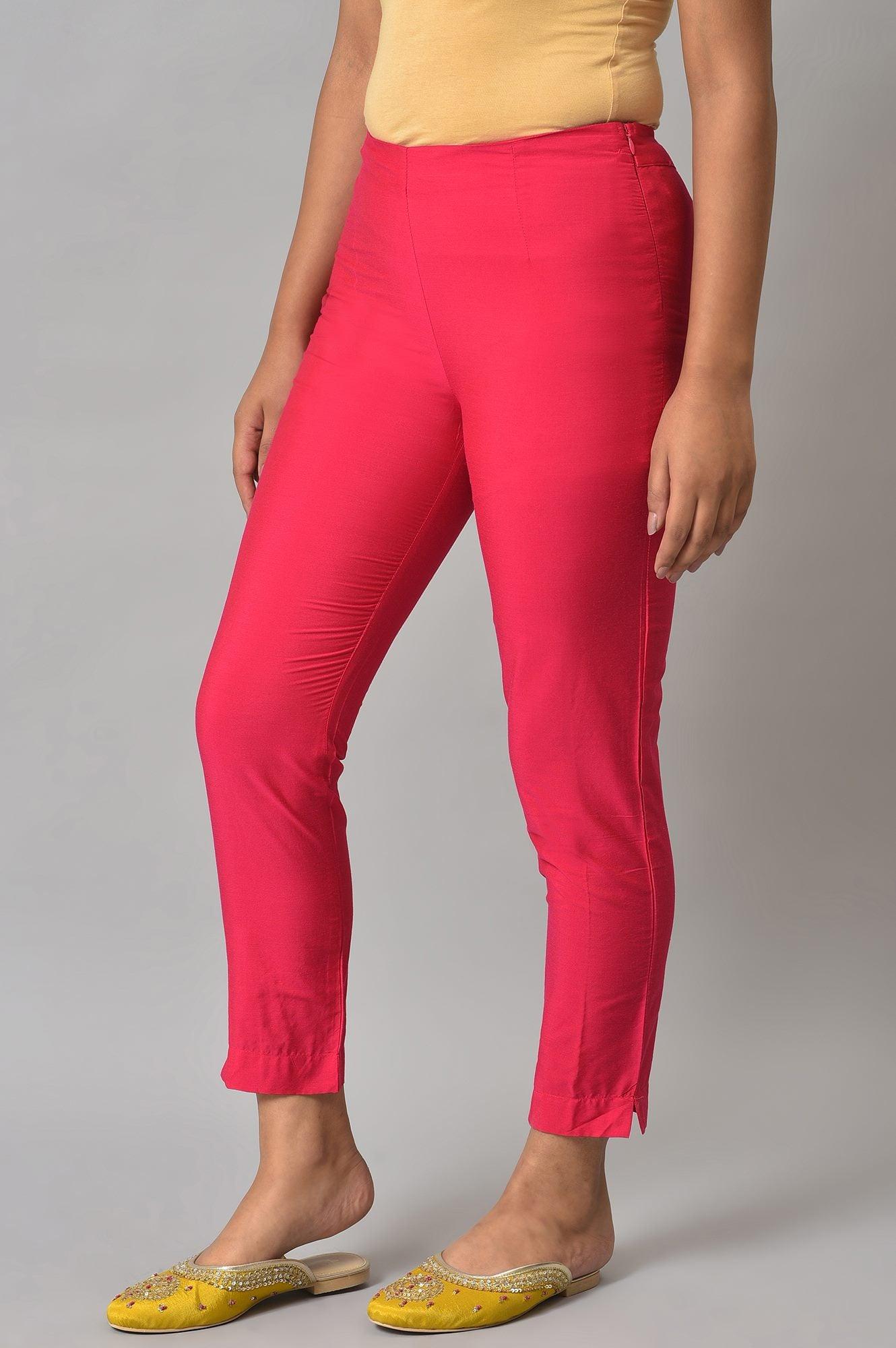 Dark Pink Women Slim Pants - wforwoman