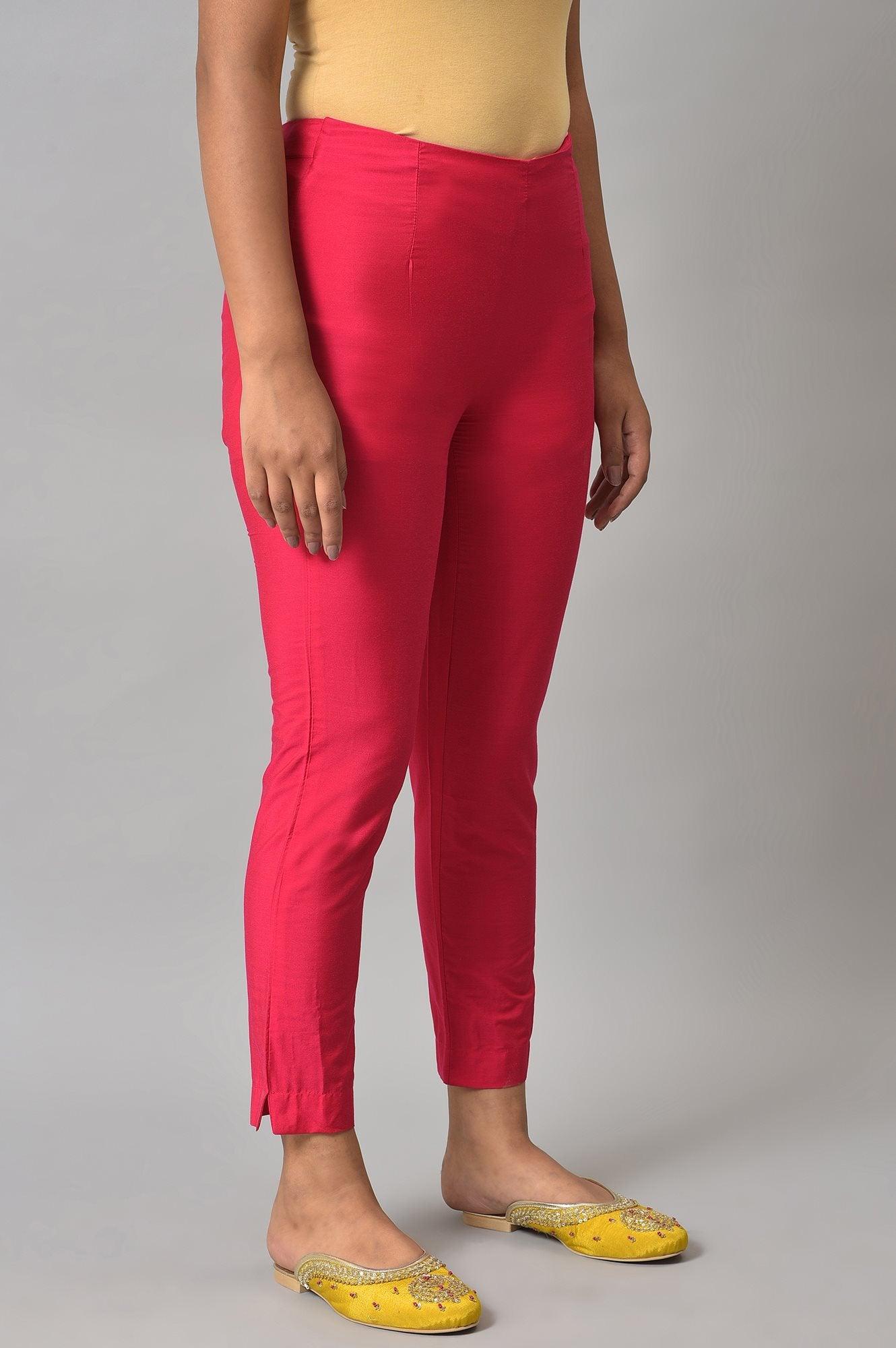 Dark Pink Women Slim Pants - wforwoman