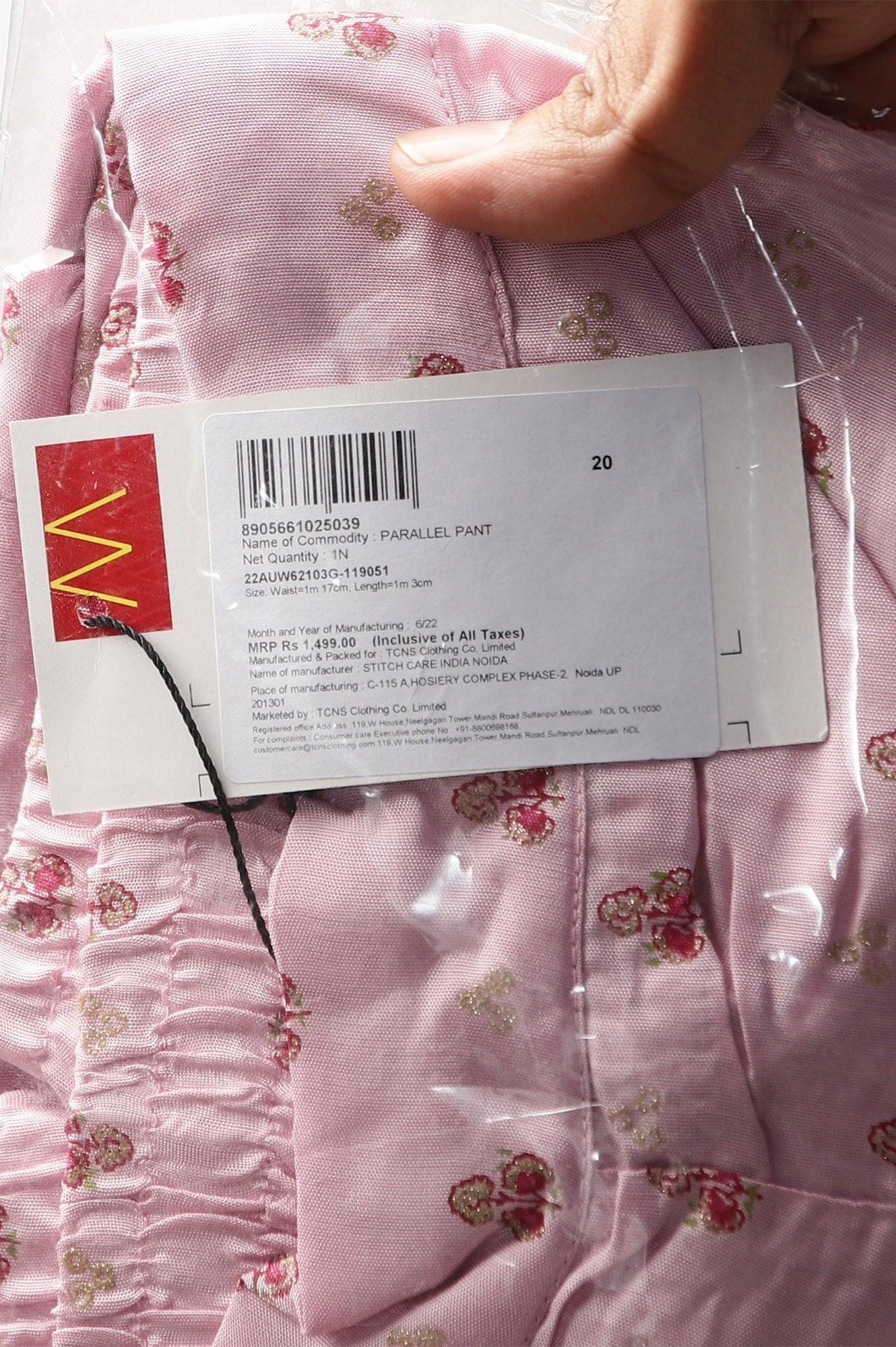 Plus Size Light Pink Shantung Printed Parallel Pants - wforwoman