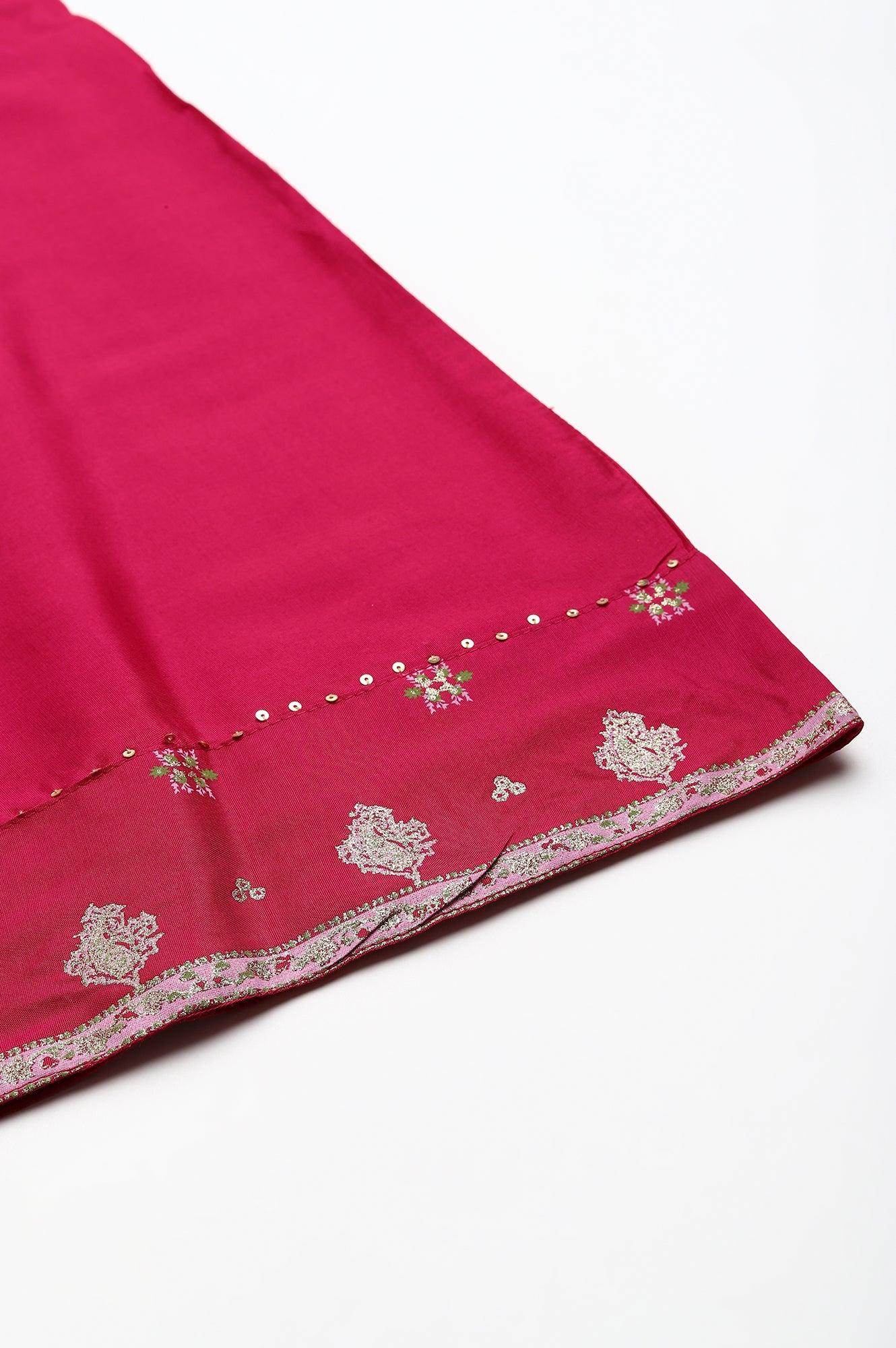 Dark Pink Shantung Straight Parallel Pants - wforwoman