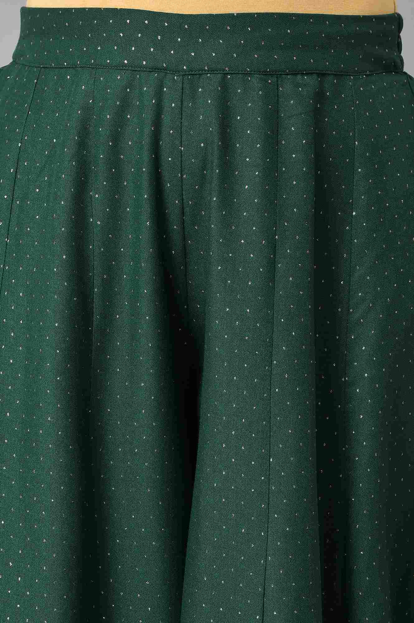 Leaf Green Glitter Printed Culottes