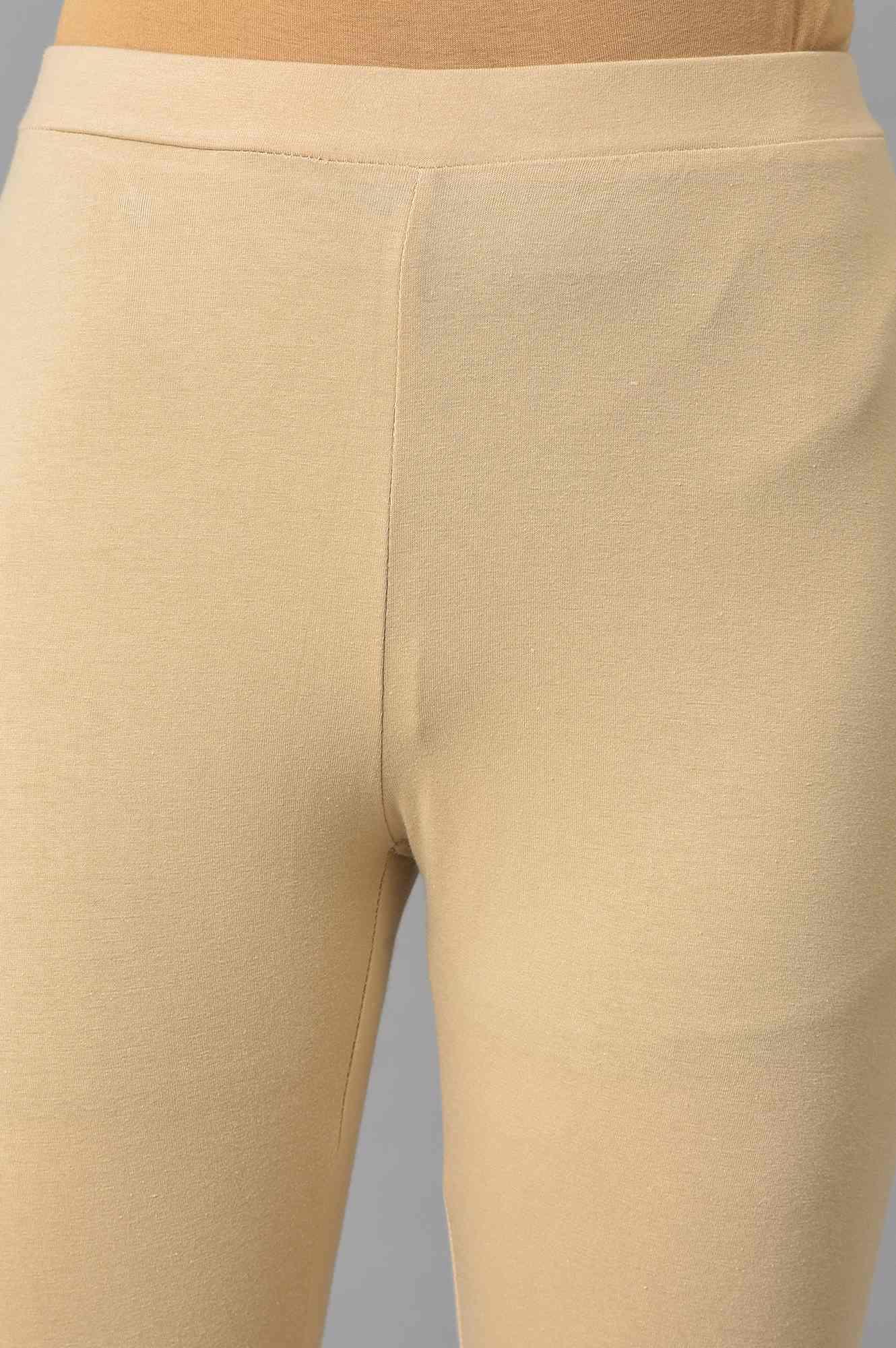 Black Dobby kurta With Biege Tights - wforwoman