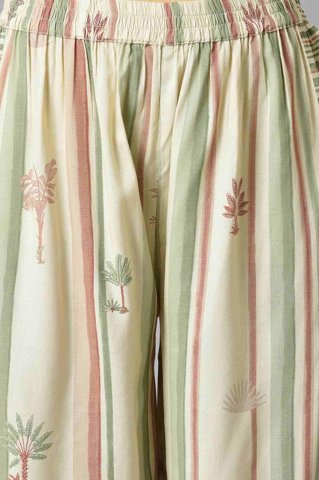 Light Green Embroidered kurta With Printed Parallel Pants And Dupatta - wforwoman