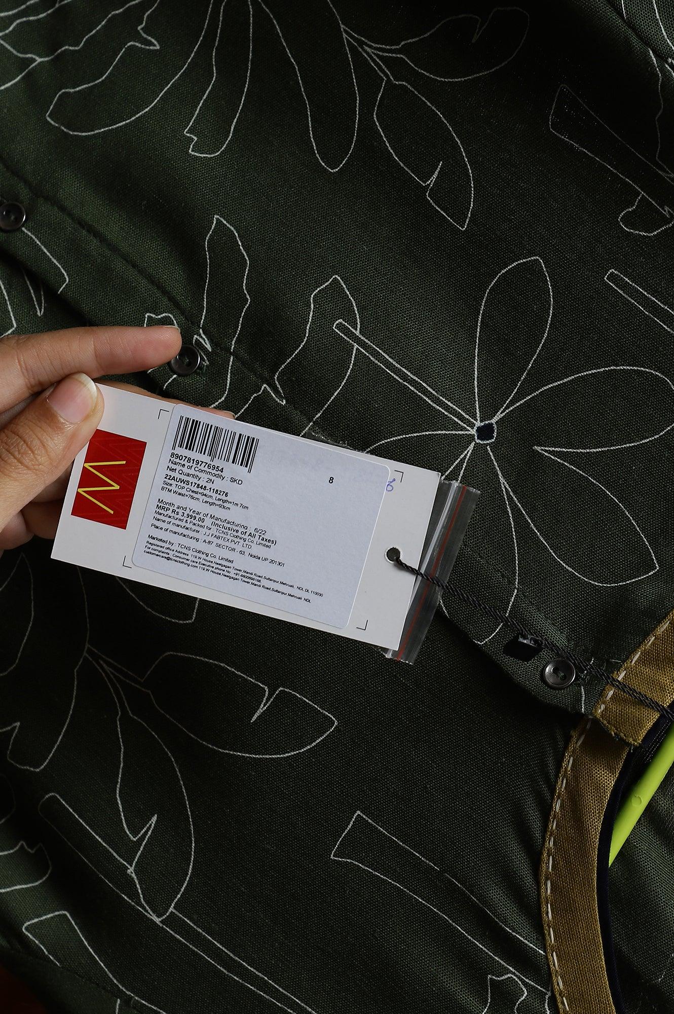 Dark Green A-Line Gathered kurta With Straight Pants - wforwoman