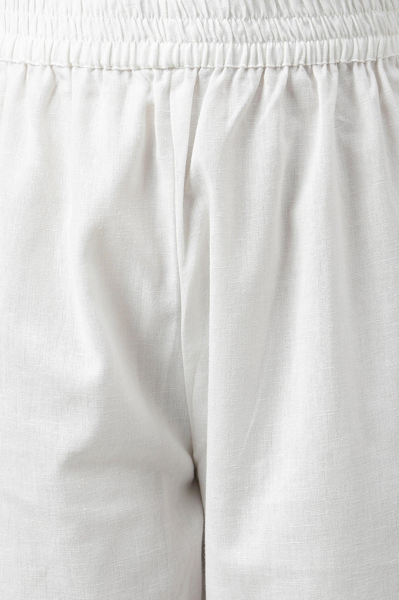 Ecru Textured Schiffli kurta With Pants Set - wforwoman