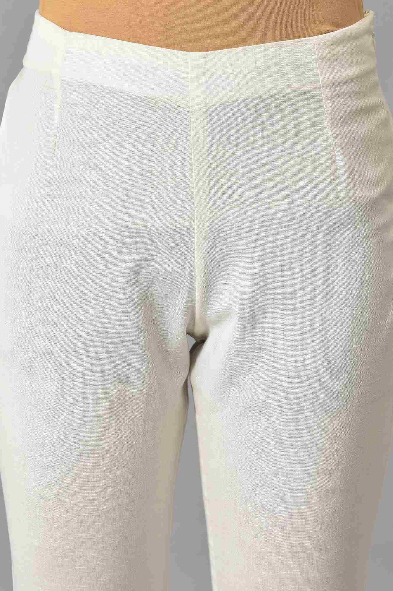 Mint Green Glitter Printed Asymmetrical kurta And Ecru Slim Pants Set - wforwoman