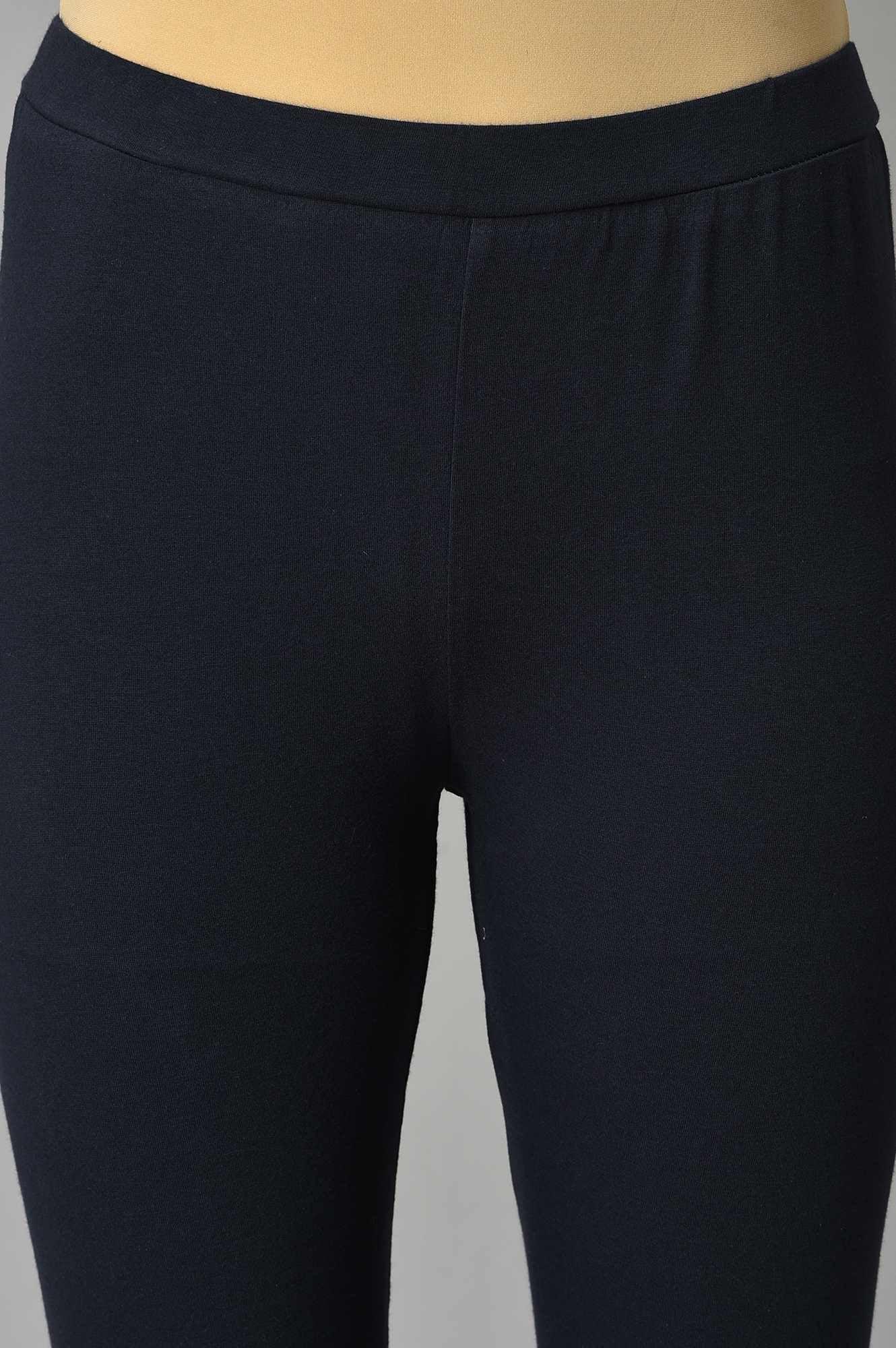 Dark Blue Embroidered kurta With Tights - wforwoman