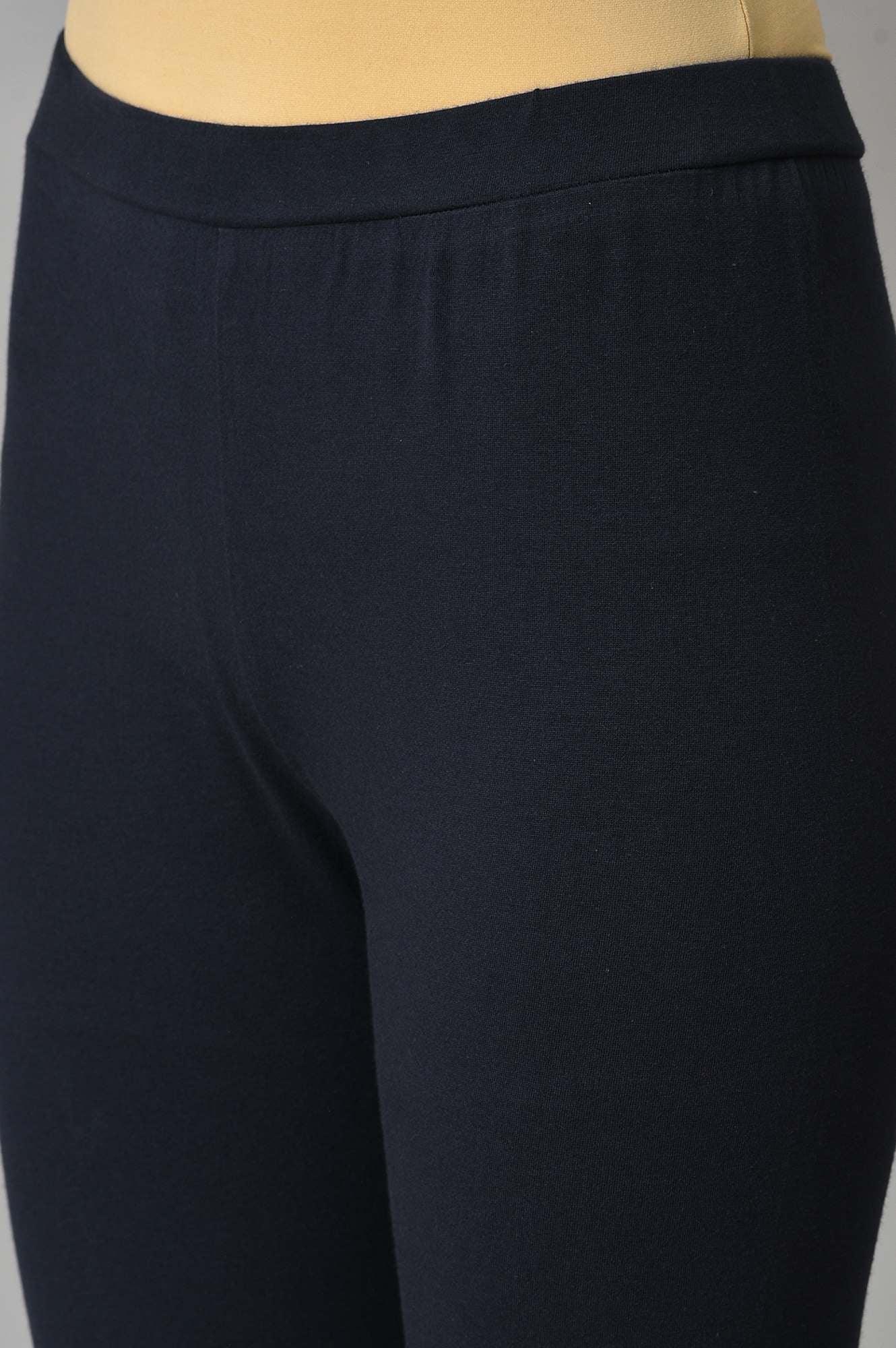 Dark Blue Embroidered kurta With Tights - wforwoman