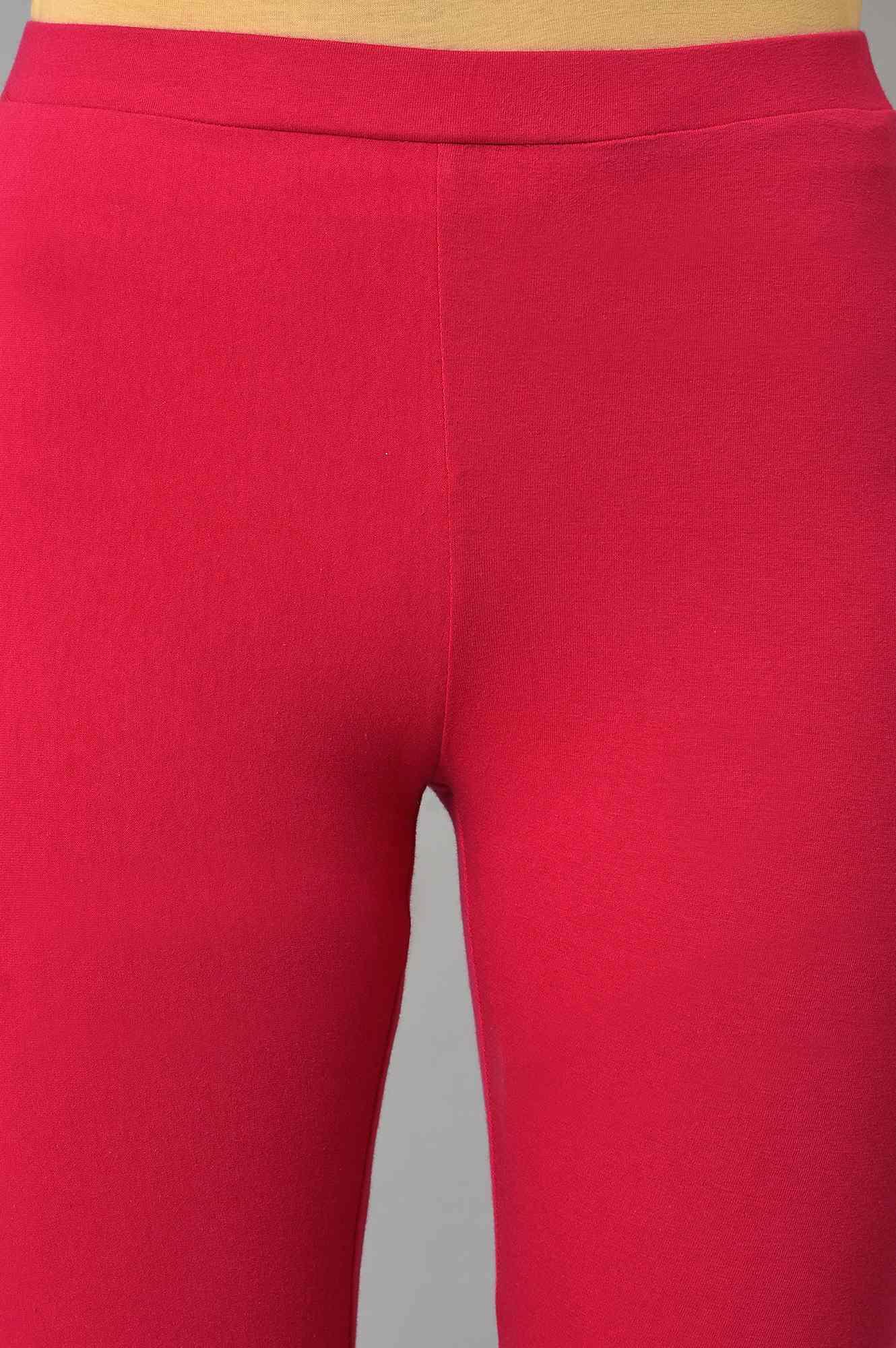 Dark Pink Printed Kalidar kurta With Tights - wforwoman