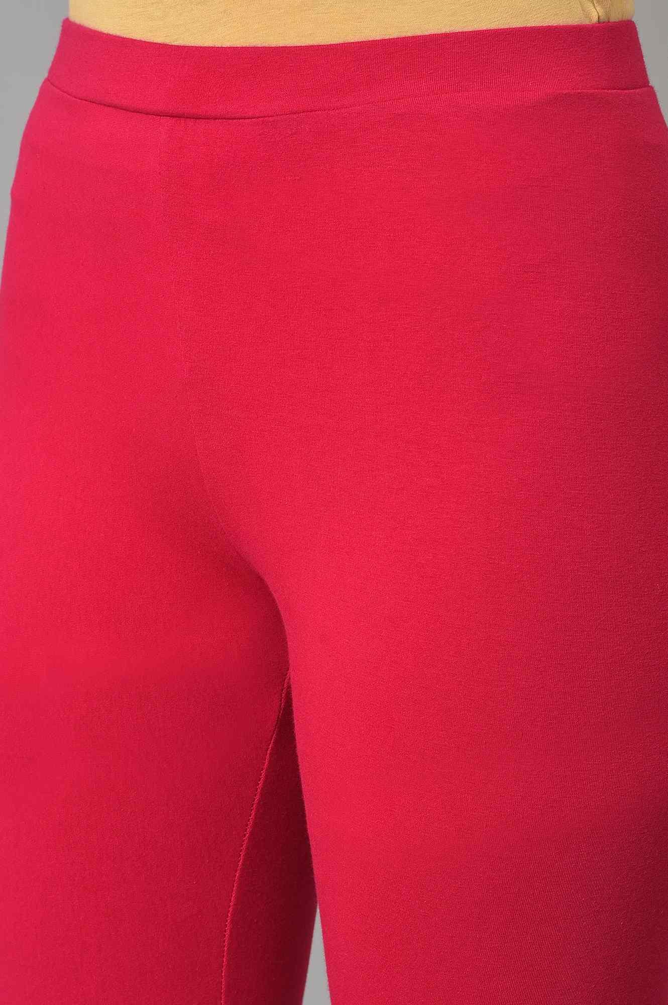 Dark Pink Printed Kalidar kurta With Tights - wforwoman