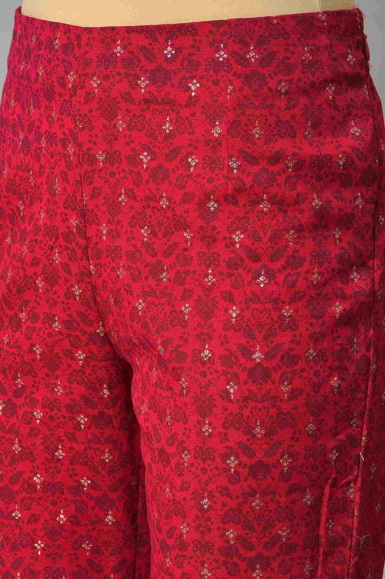 Light Blue Floral Printed kurta With Pink Slim Pants And Dupatta - wforwoman