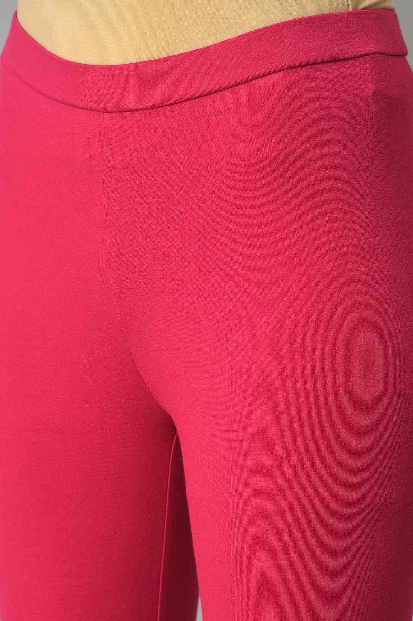 Dark Green Embroidered Festive kurta With Pink Tights - wforwoman