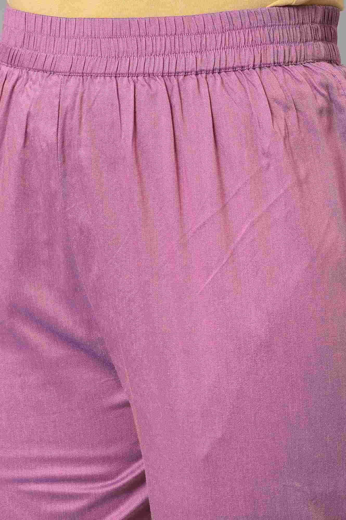 Corn Yellow And Plum Ombre A-Line kurta With Pants - wforwoman