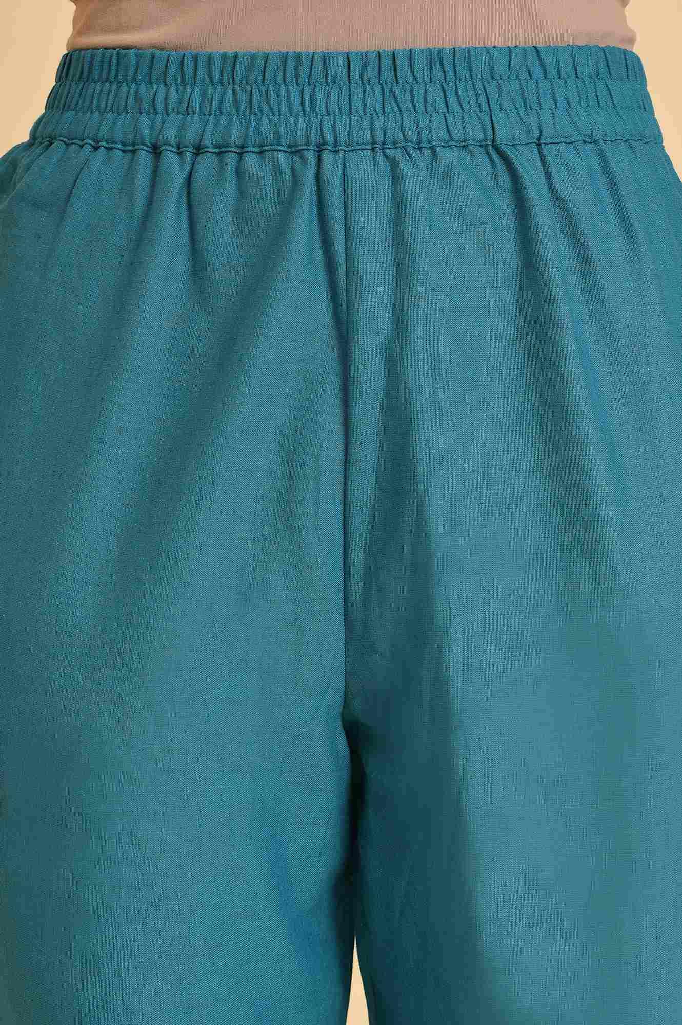 Blue Multicolor Printed Angrakha kurta Set - wforwoman