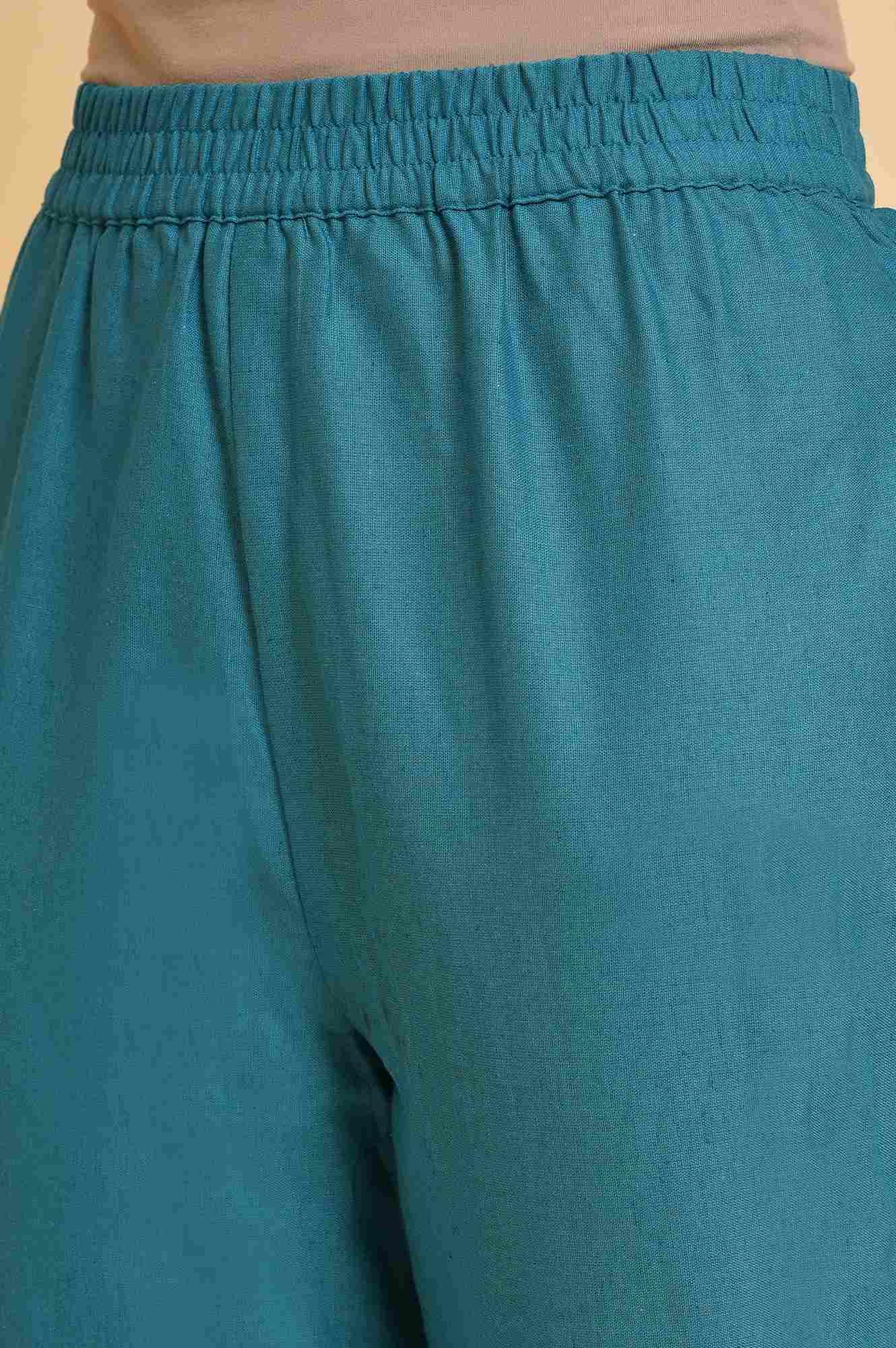 Blue Multicolor Printed Angrakha kurta Set - wforwoman