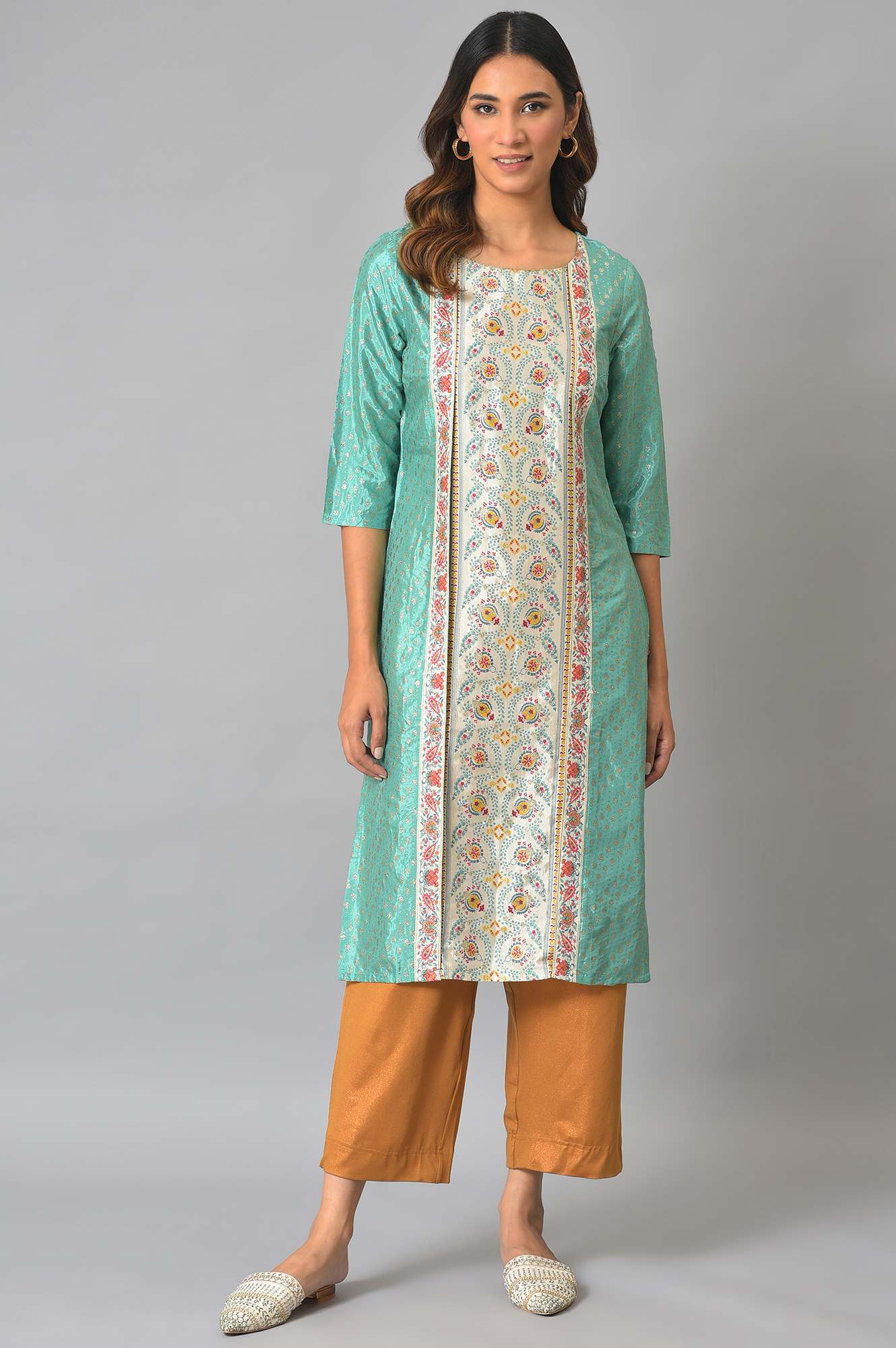 Brown Solid Straight Fit Palazzo With Slip On Closure