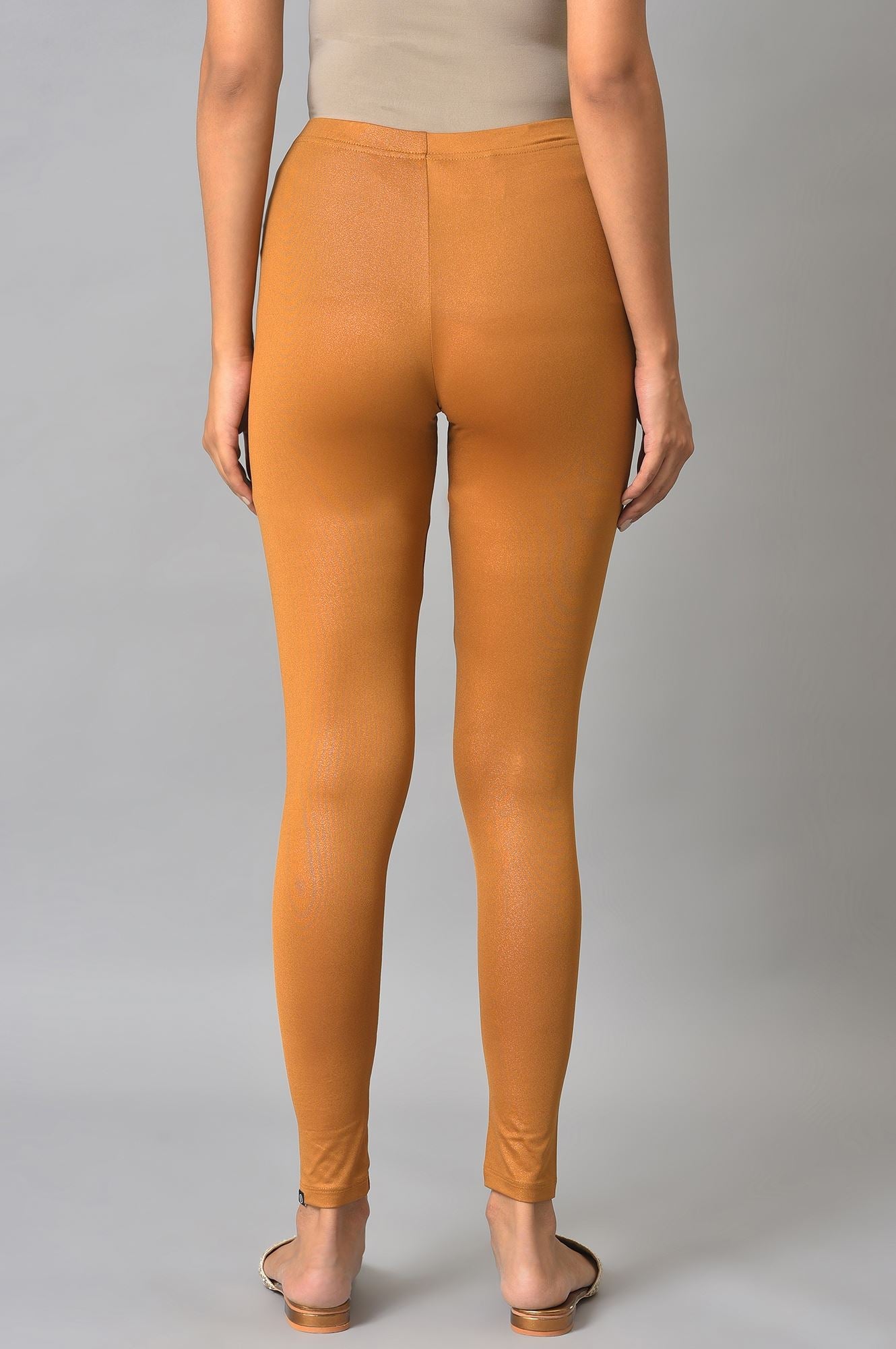 Brown Solid Skinny Fit Tights With Slip On Closure