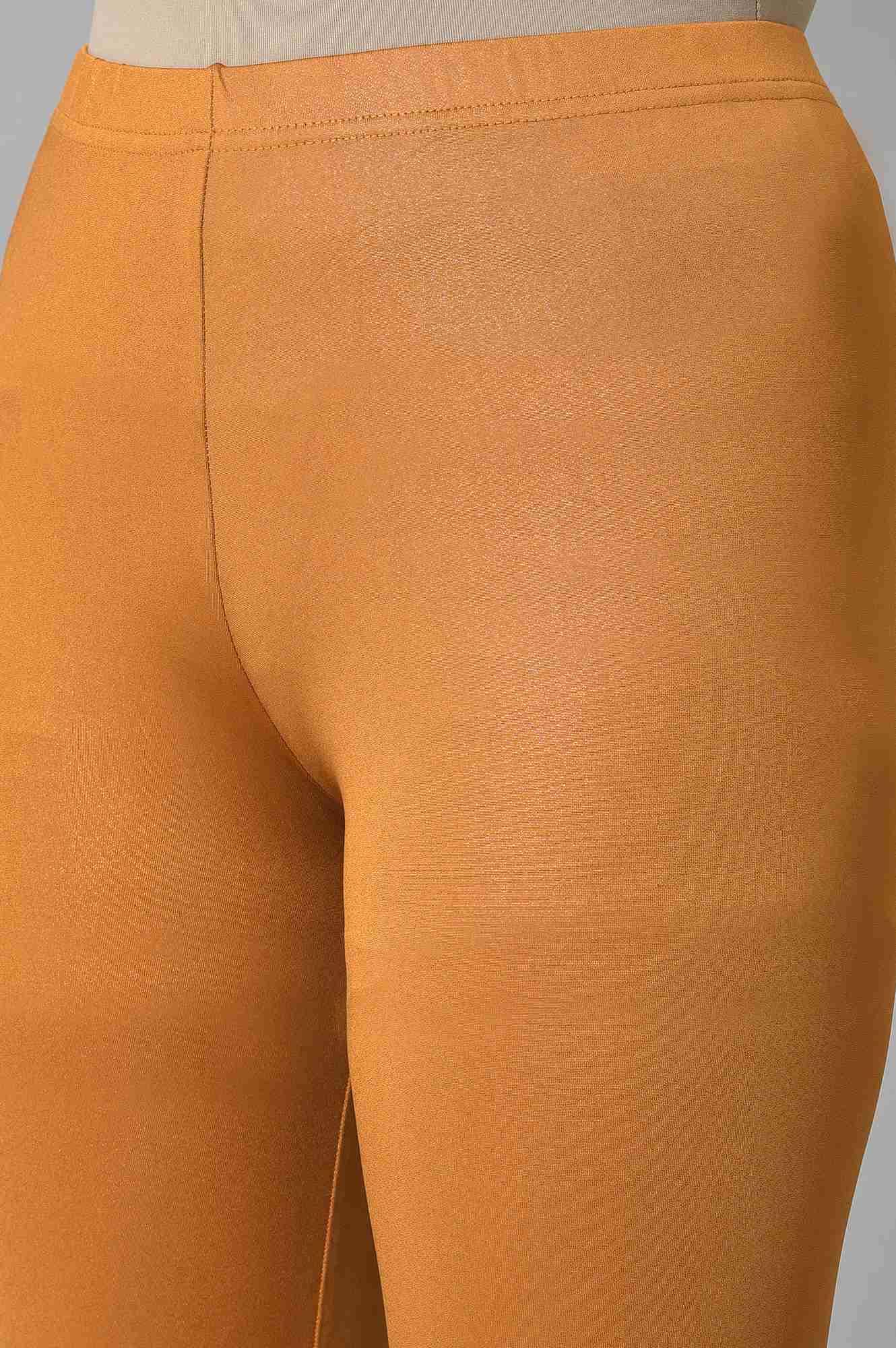 Brown Solid Skinny Fit Tights With Slip On Closure