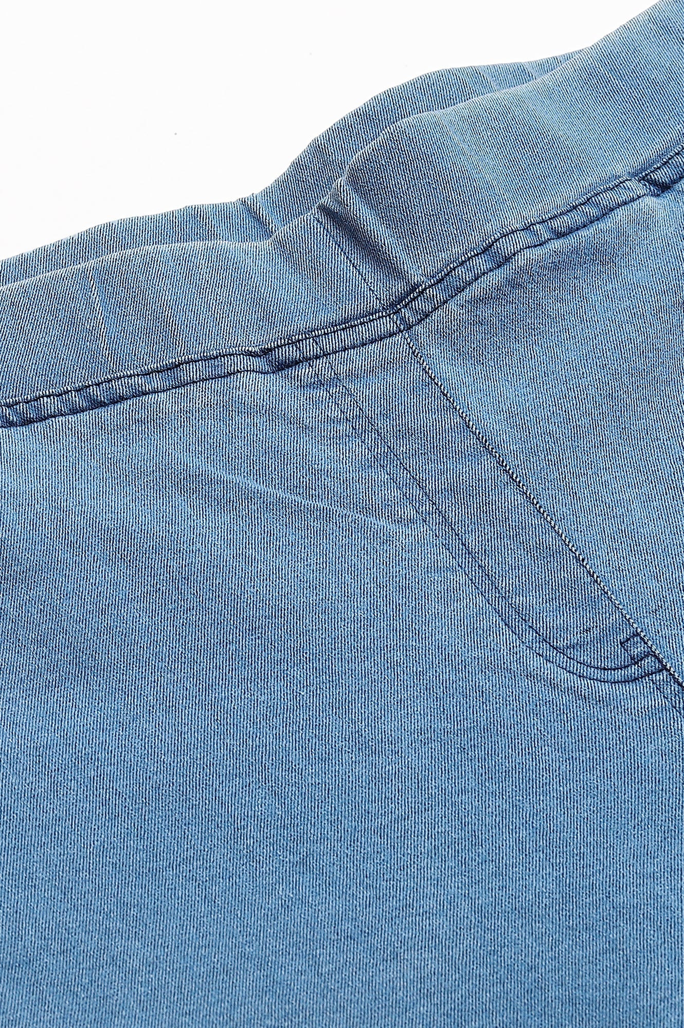 Ice Blue Solid Skinny Fit Denim Jeggings with Pintucks