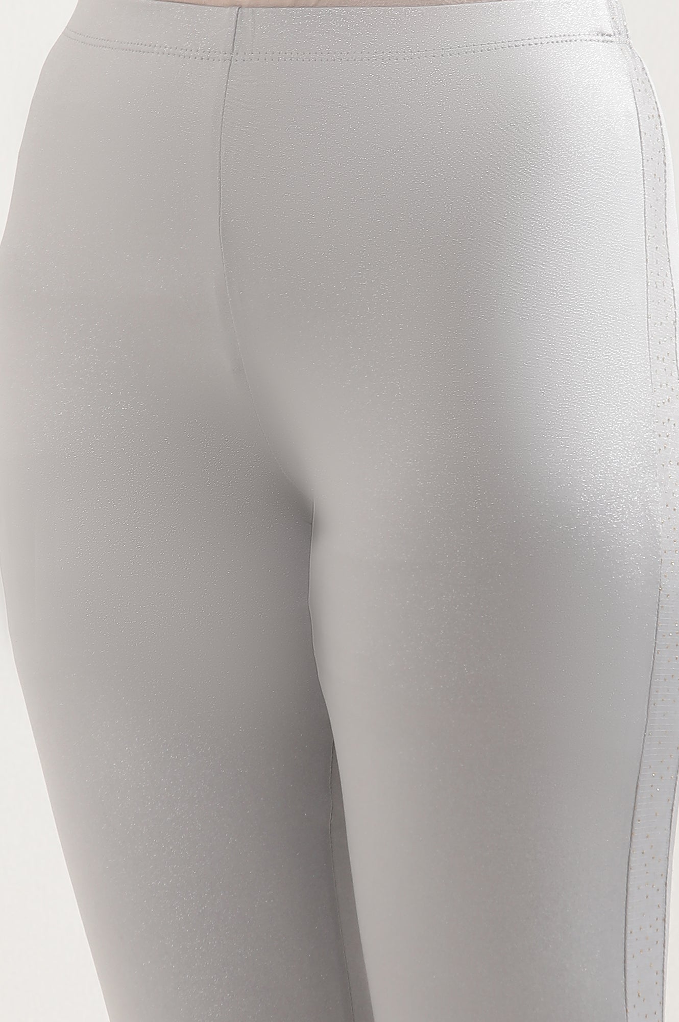 Silver Solid Skinny Fit Tights With Elasticated Waist