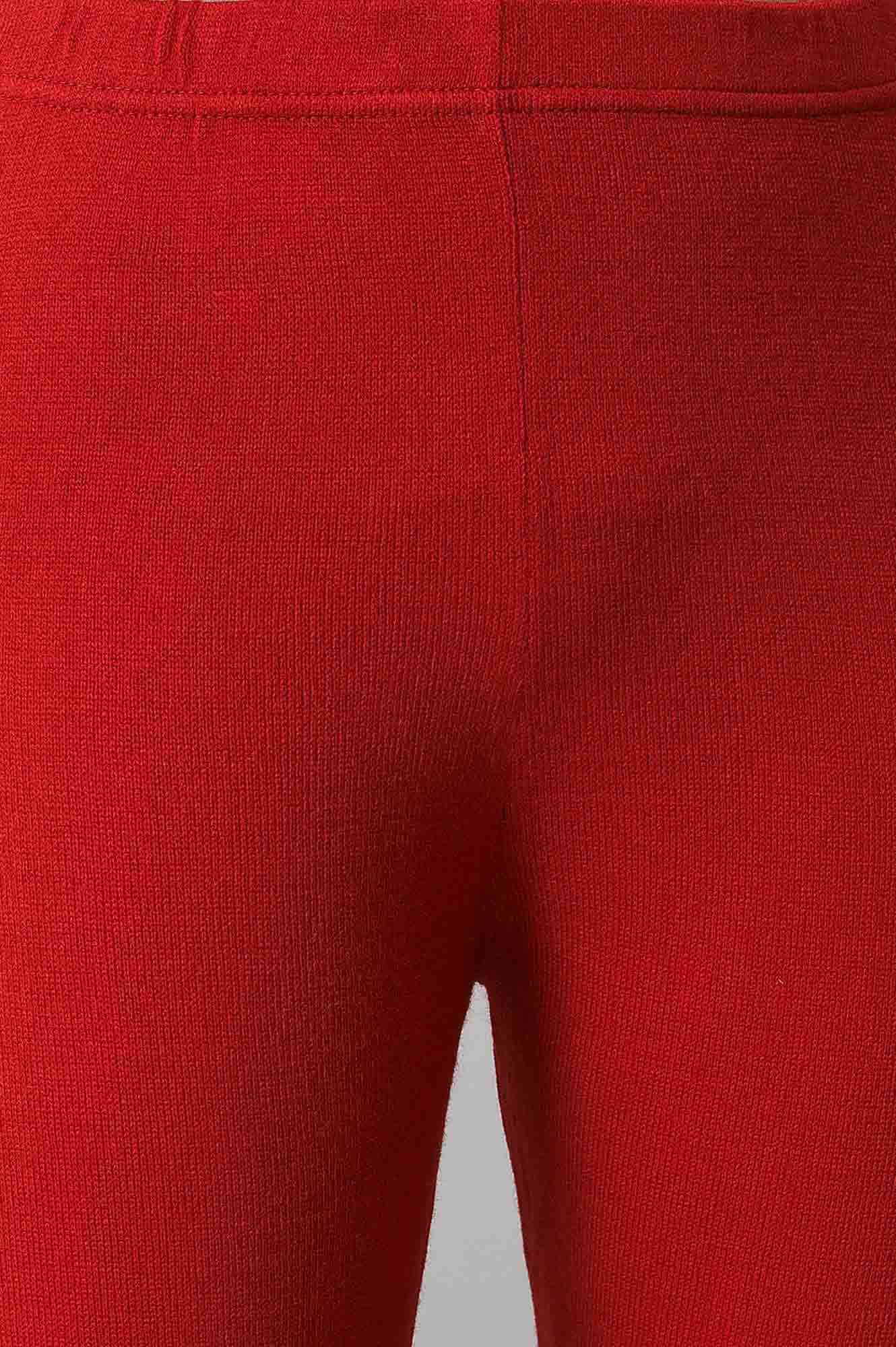 Red Solid Skinny Tights With Elasticated Waistband