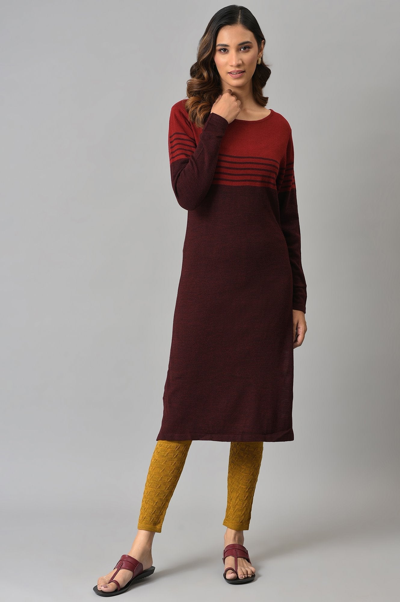 Mustard Solid Skinny Knit Tights with Elasticated Waistband