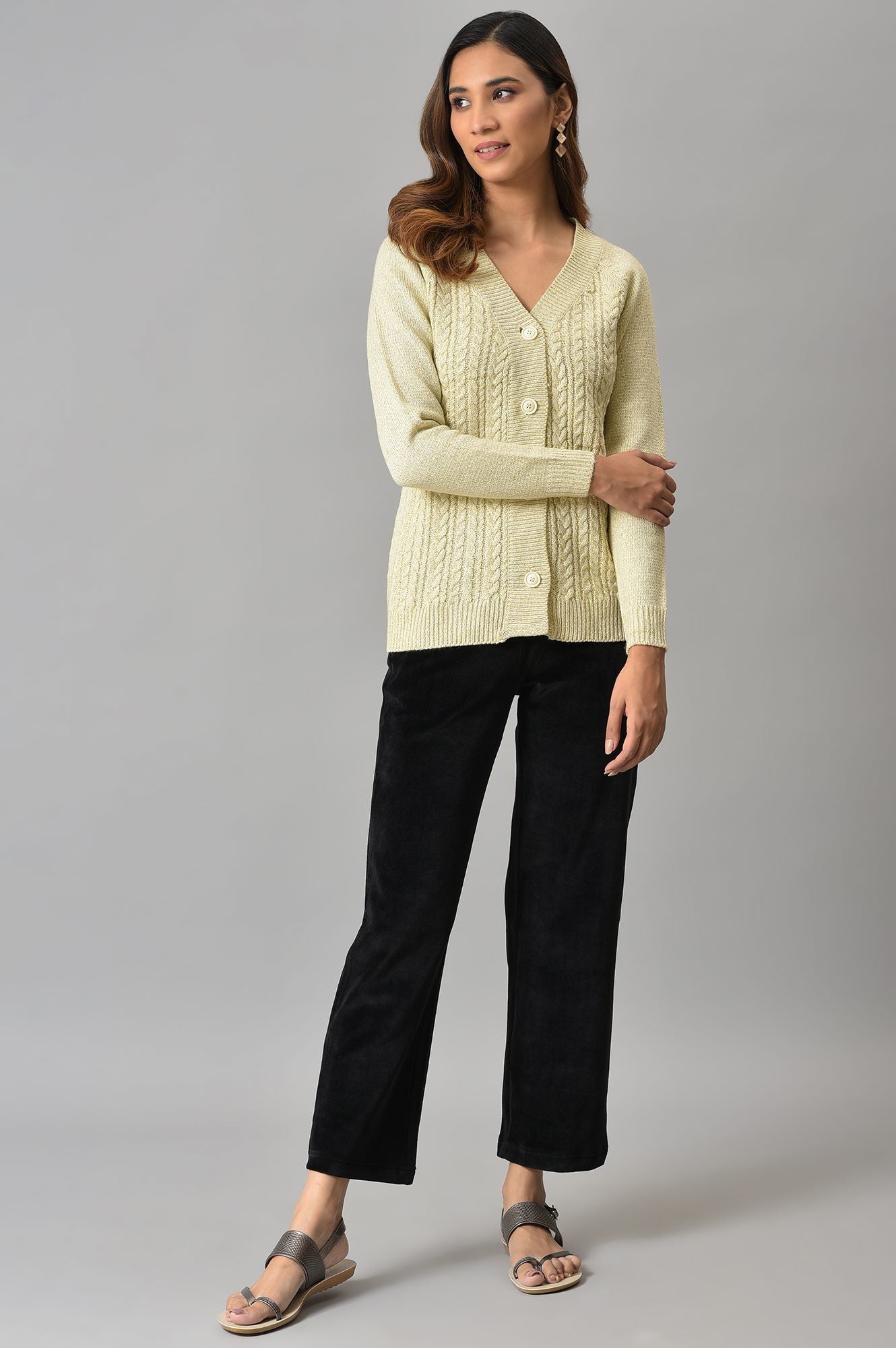 Black Solid Straight Fit Cotton Trousers With Elasticated Waist