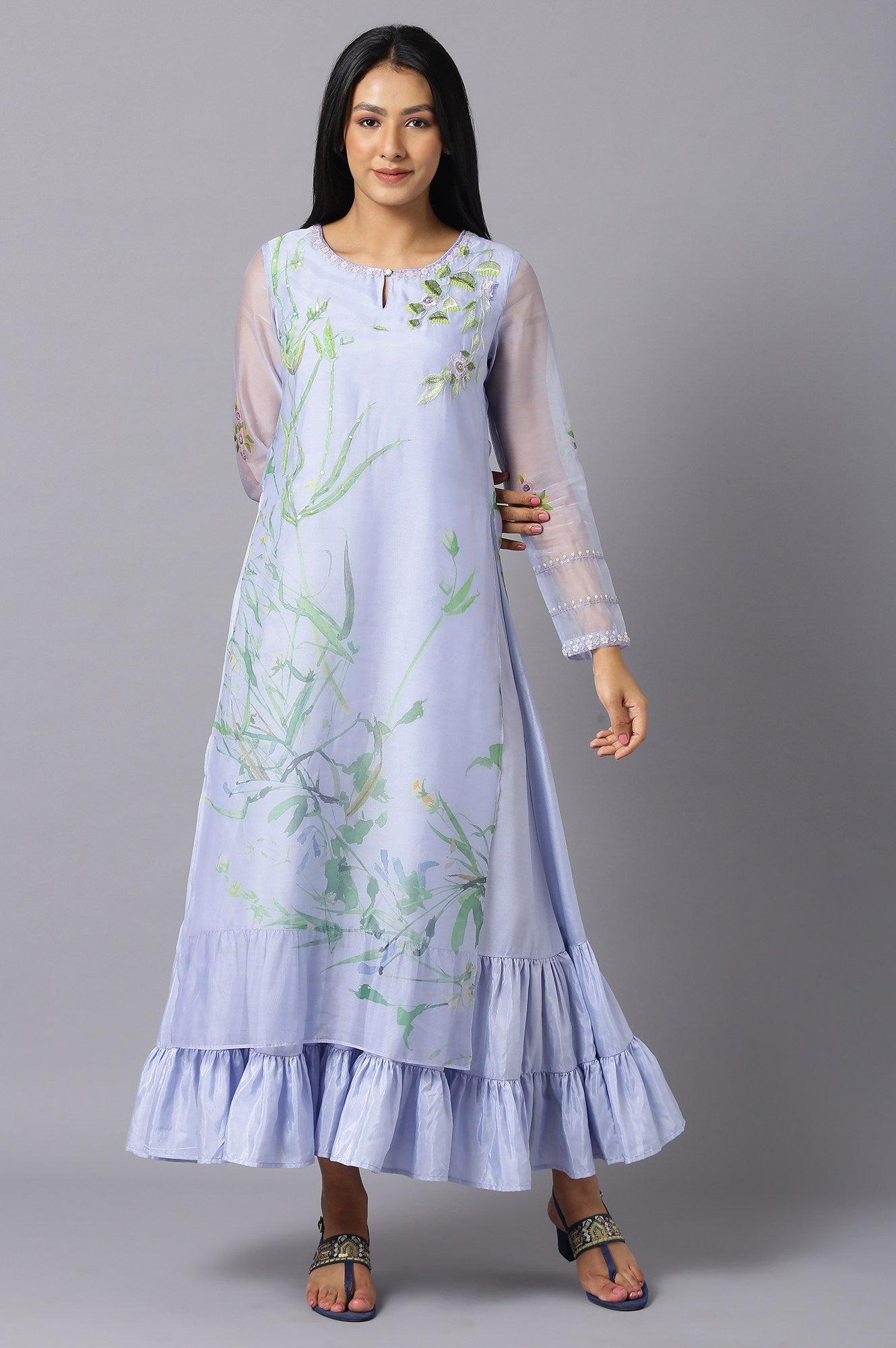 Light Purple Layered Organza Dress - wforwoman