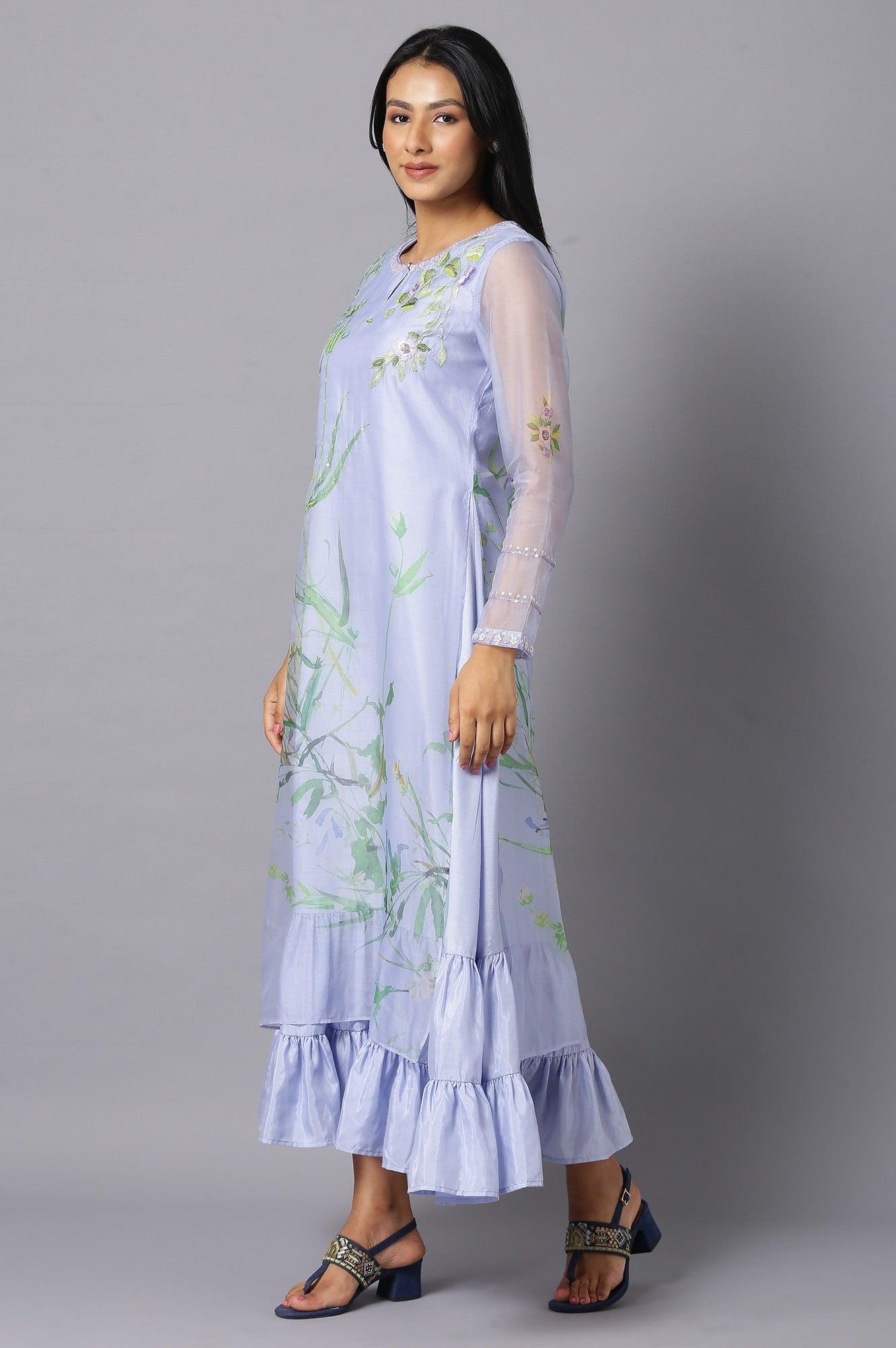 Light Purple Layered Organza Dress - wforwoman