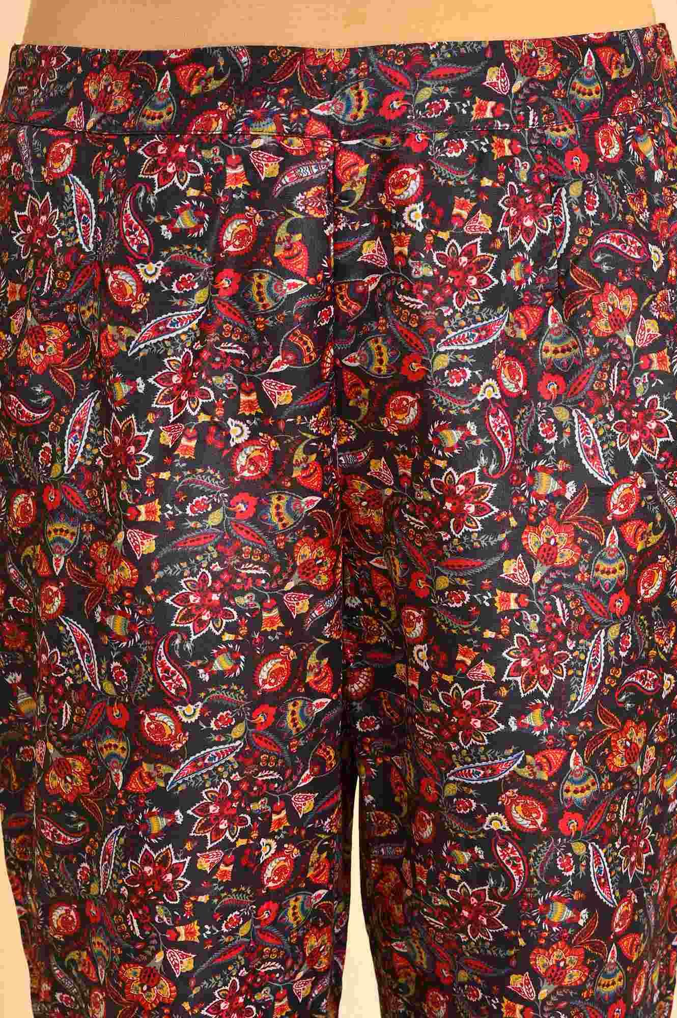 Black Chanderi kurta And Slim Pant Set - wforwoman