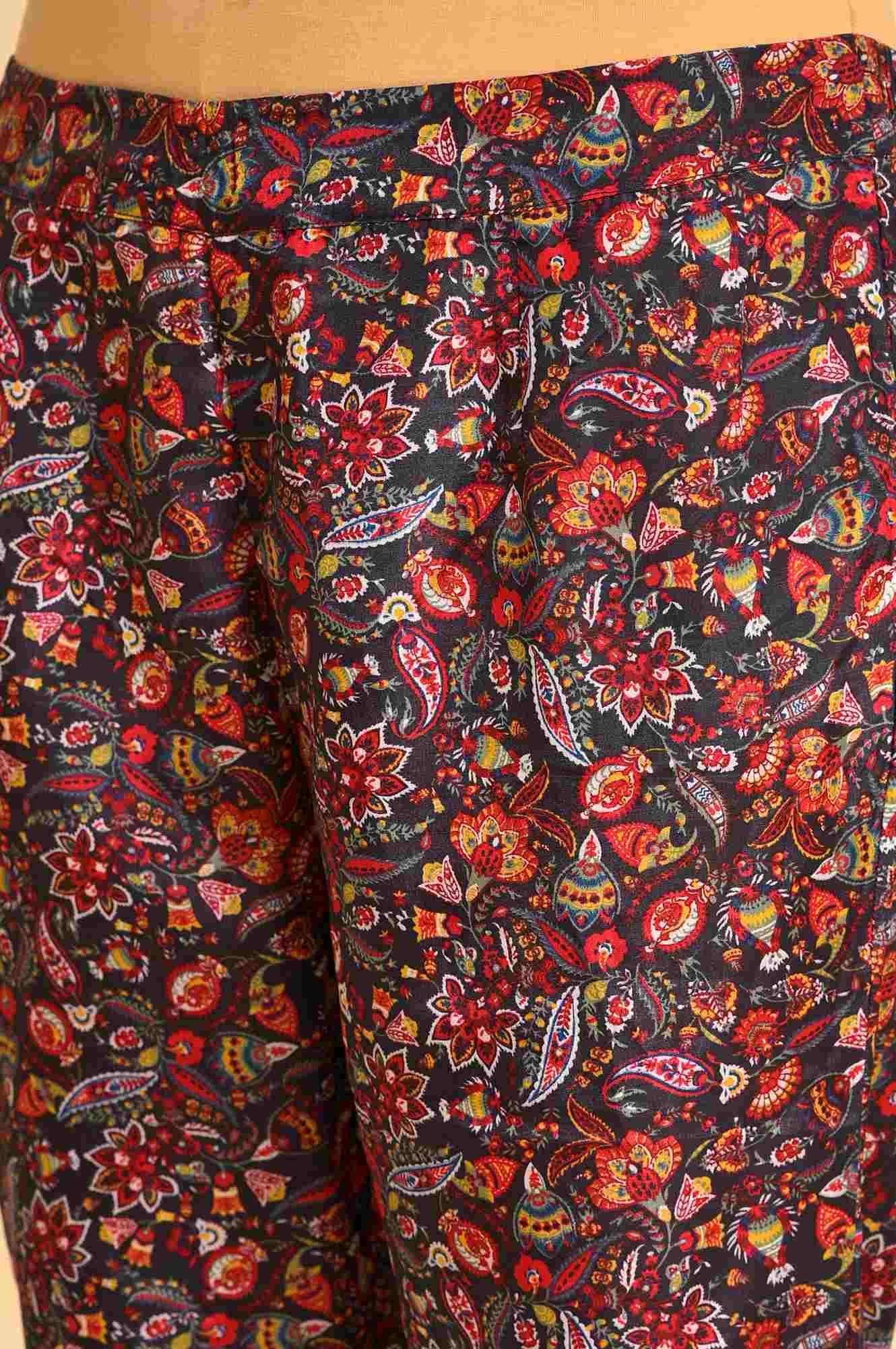 Black Chanderi kurta And Slim Pant Set - wforwoman