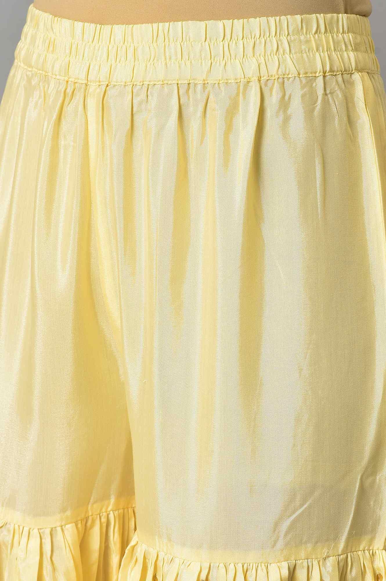 Light Yellow Short kurta With Sharara And Dupatta - wforwoman
