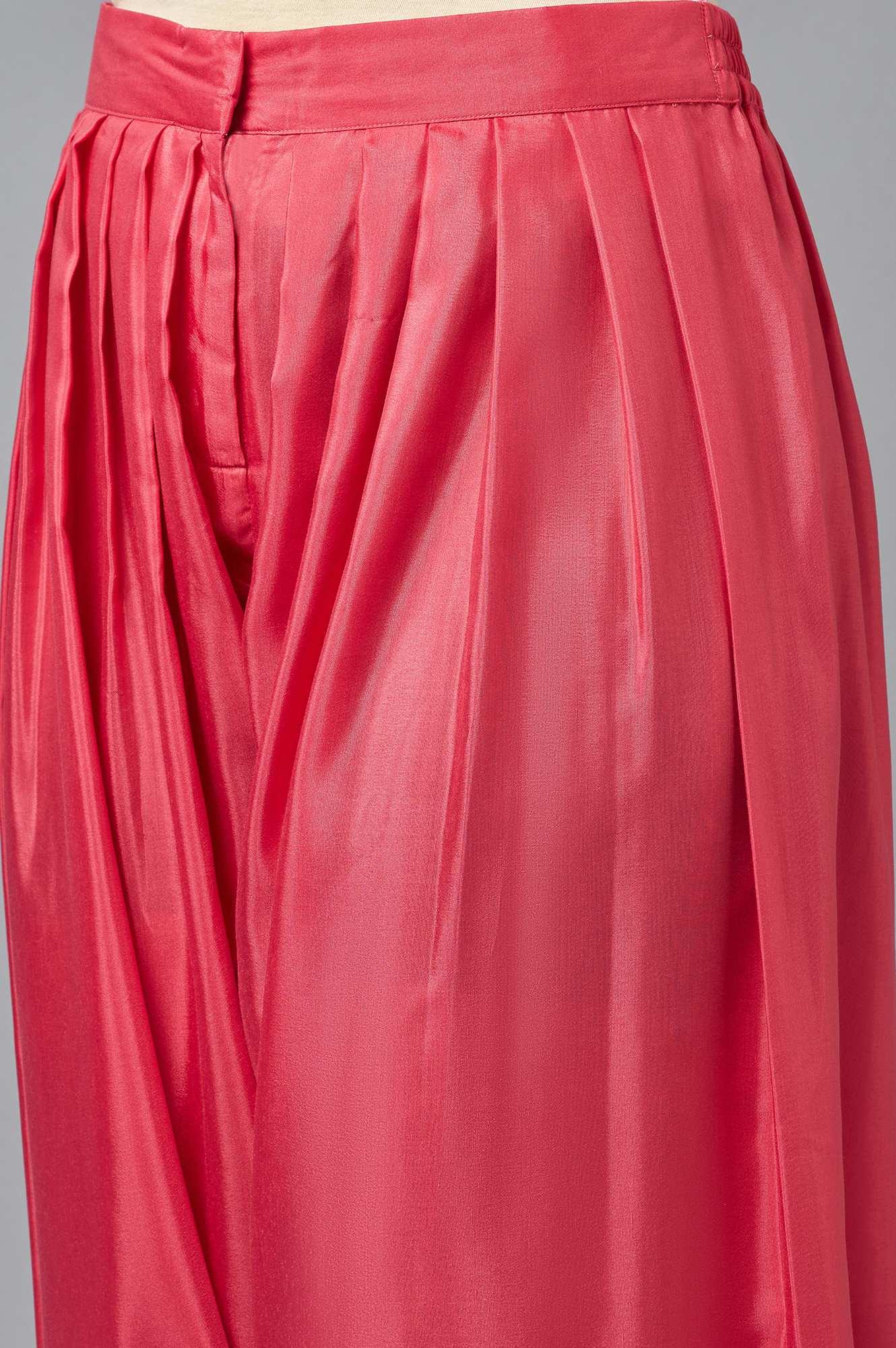 Coral Red A-line kurta, Salwar and Dupatta Set - wforwoman