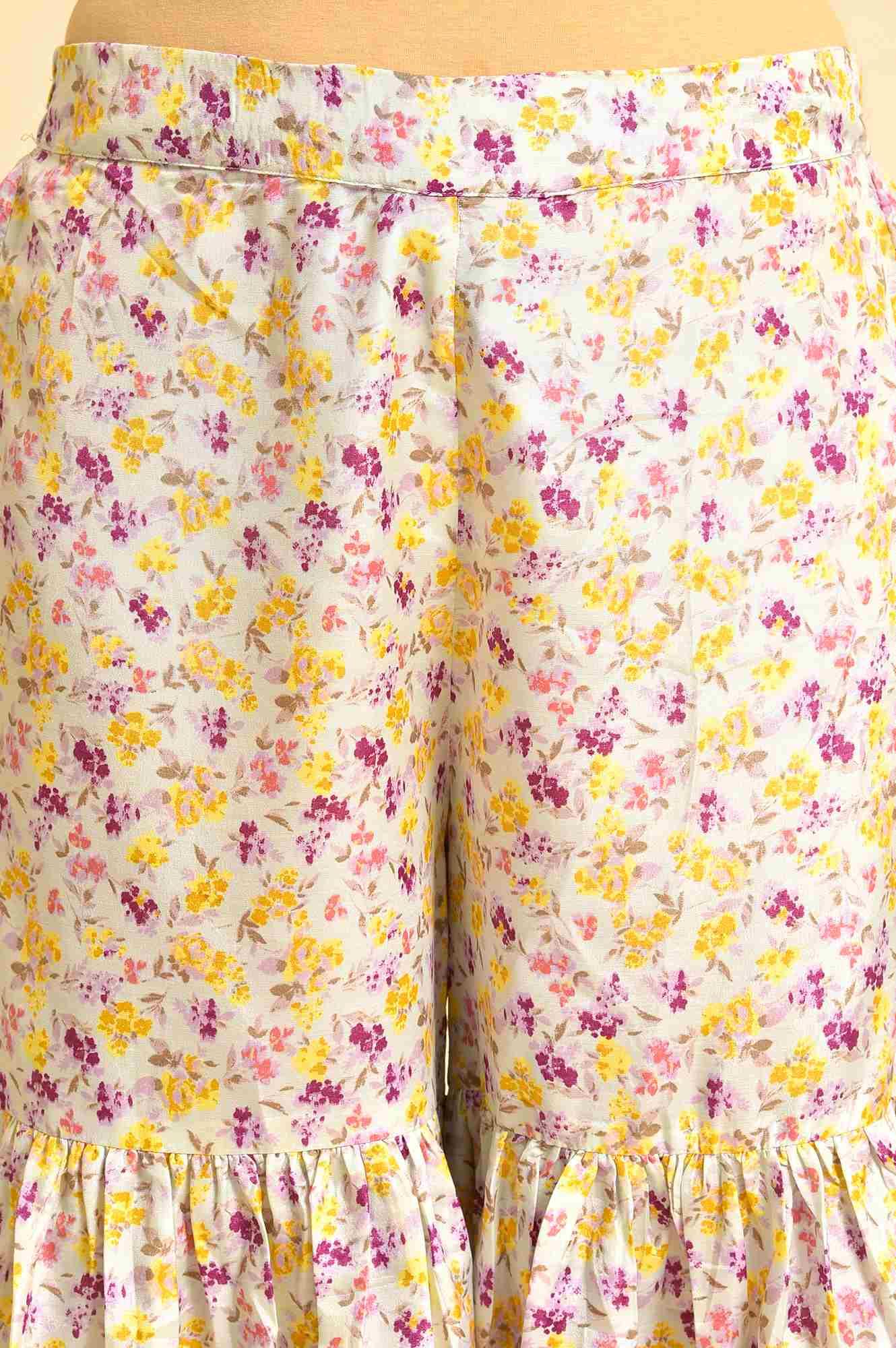 Green Printed kurta With Sharara And Dupatta - wforwoman