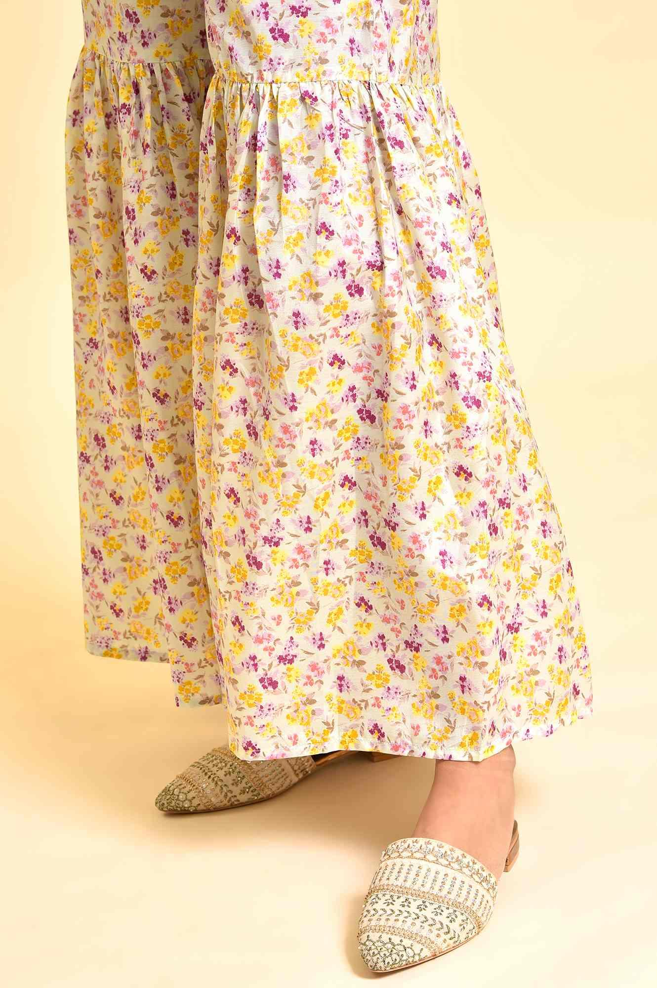 Green Printed kurta With Sharara And Dupatta - wforwoman