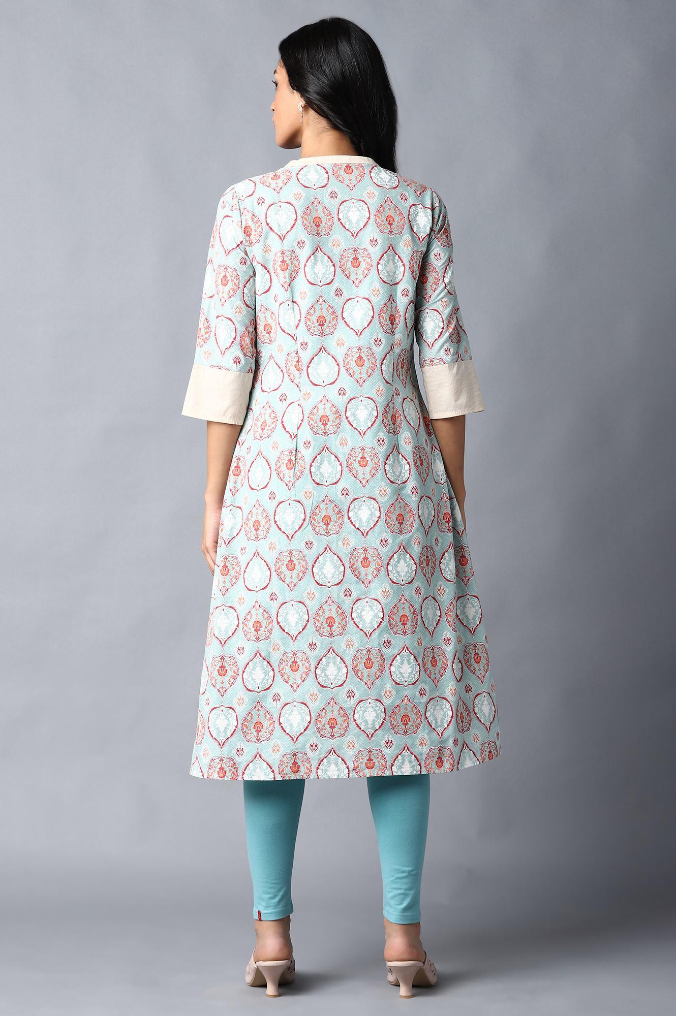 Ecru Paisley Print kurta - wforwoman