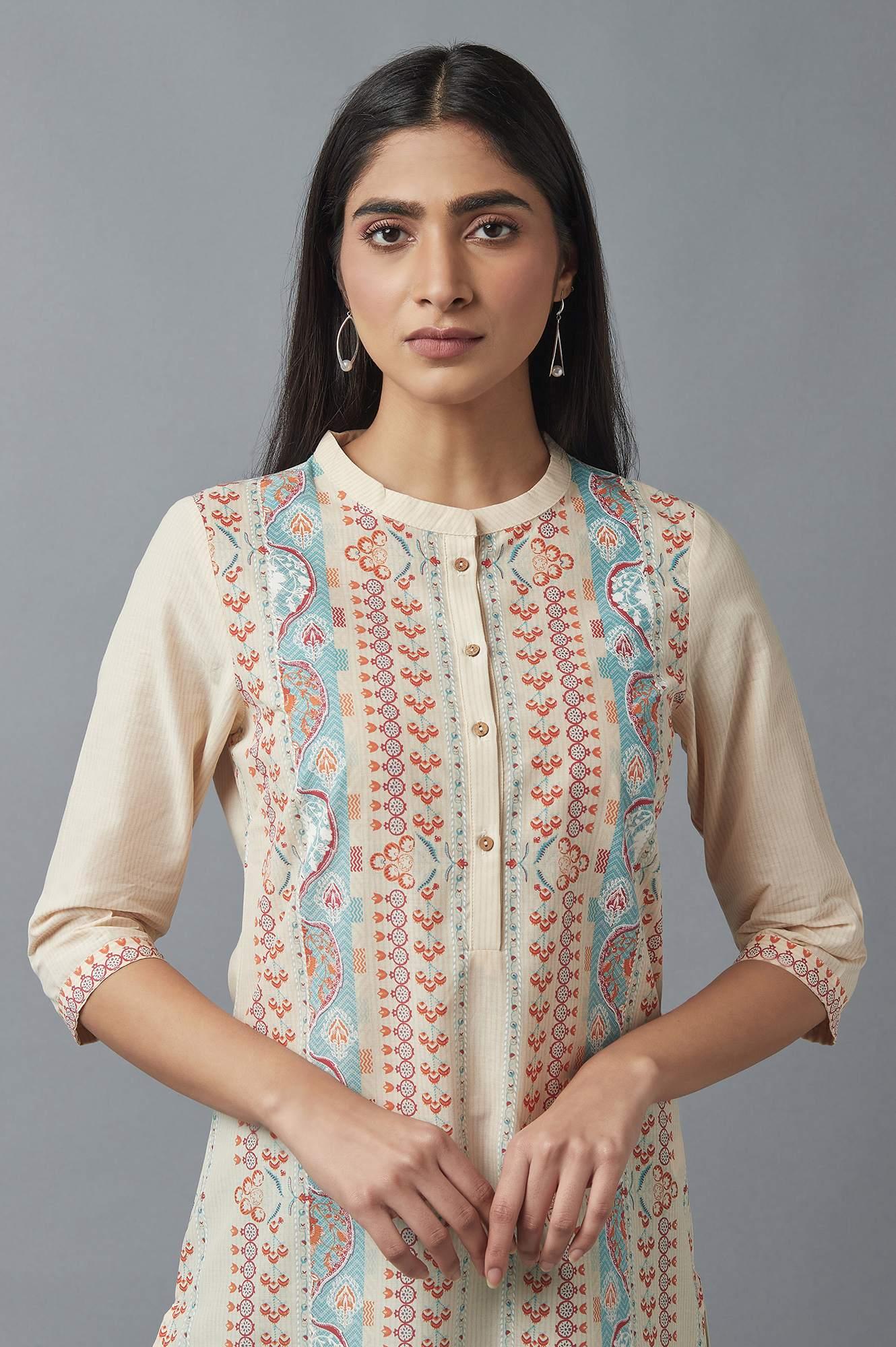 Soft Multicoloured Floral Print kurta - wforwoman