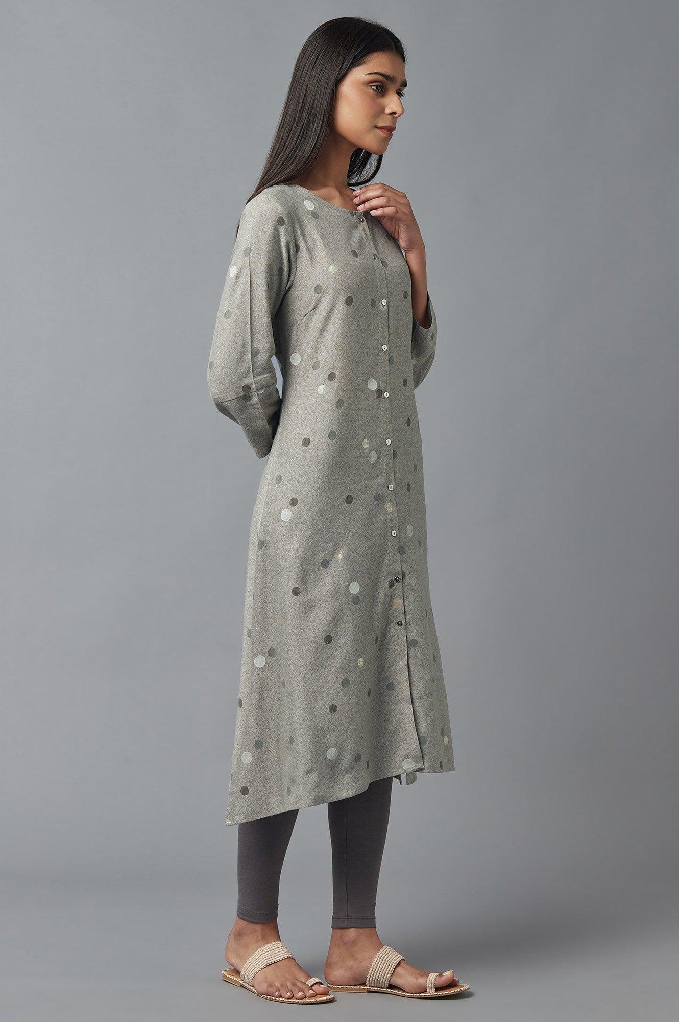 Smoke Grey A-line kurta - wforwoman