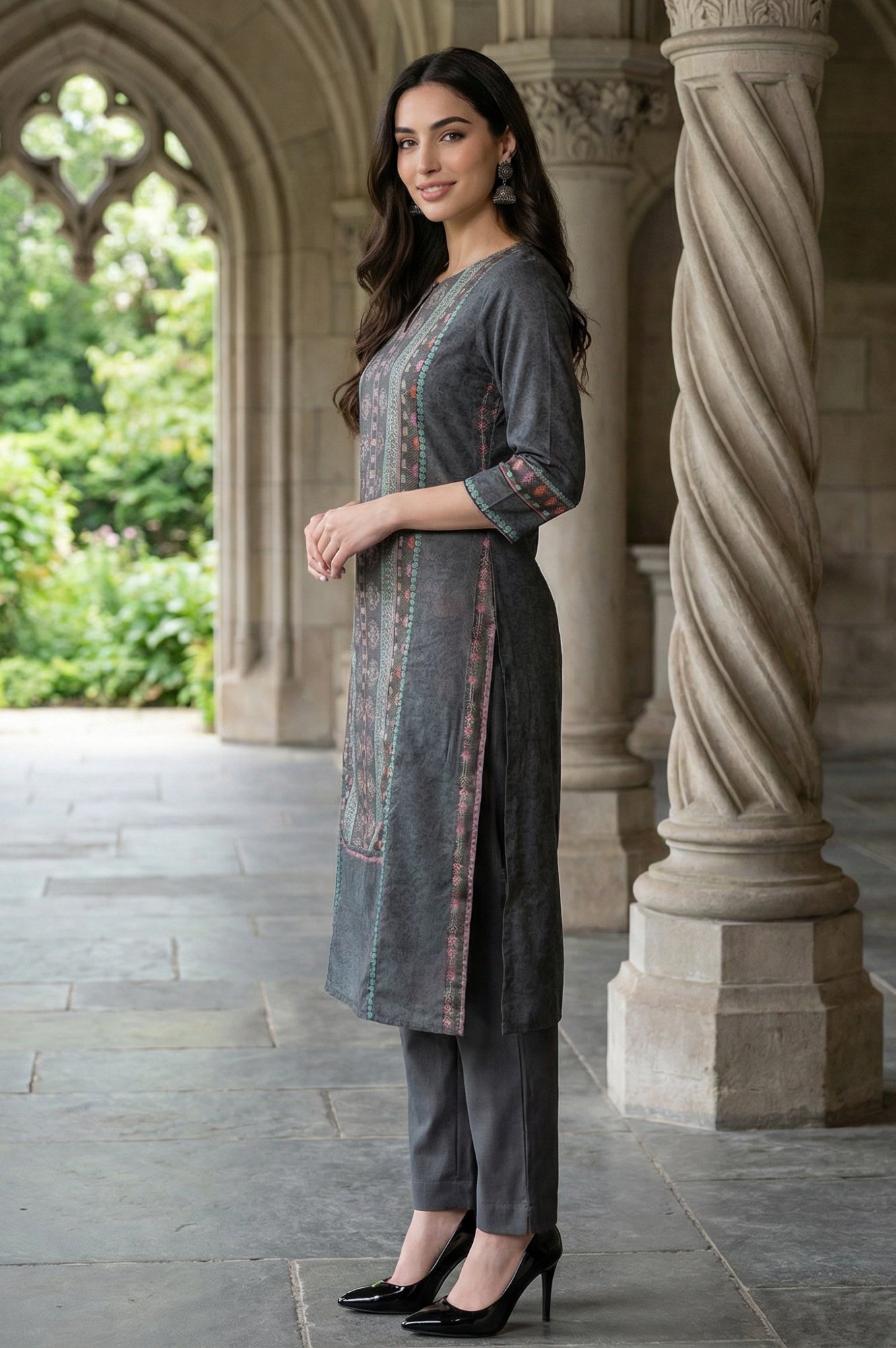 Forged Iron Grey Printed kurta