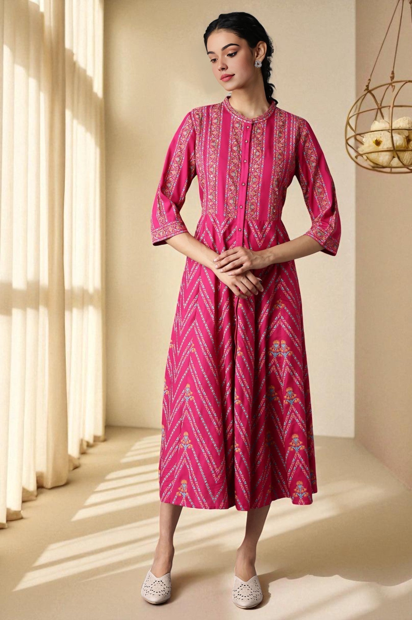 Buy Dark Pink Glitter Floral Printed Rayon Ethnic Shirt Dress Online for Woman | WforWoman Buy Dark Pink Glitter Floral Printed Rayon Ethnic Shirt Dress Online for Woman | WforWoman