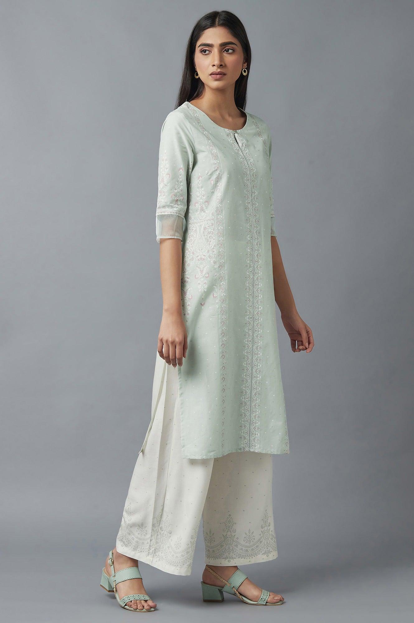 Subtle Green Printed kurta - wforwoman