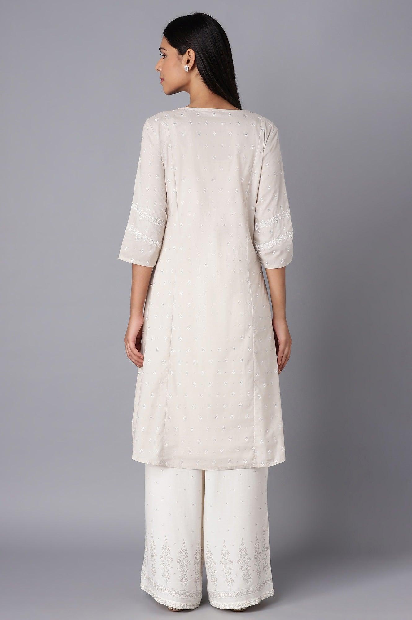 Grey Mock Layer A-line kurta - wforwoman