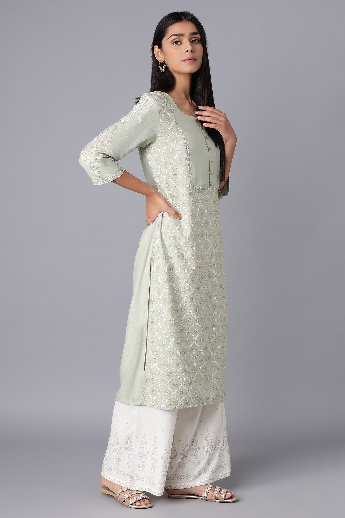 Dark Pink Printed kurta