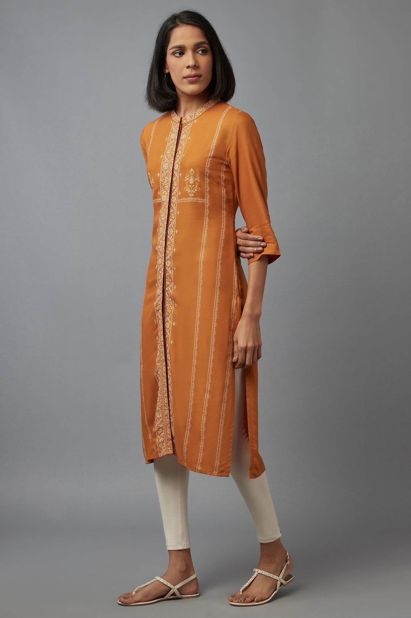 Mustard Printed kurta