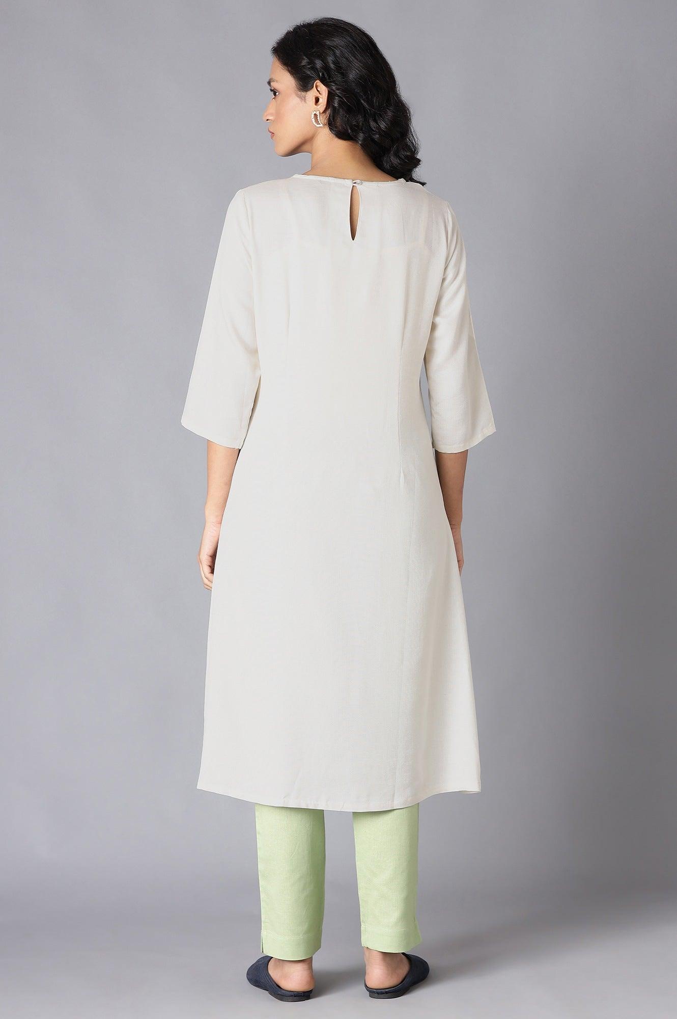 White Printed A-Line kurta - wforwoman