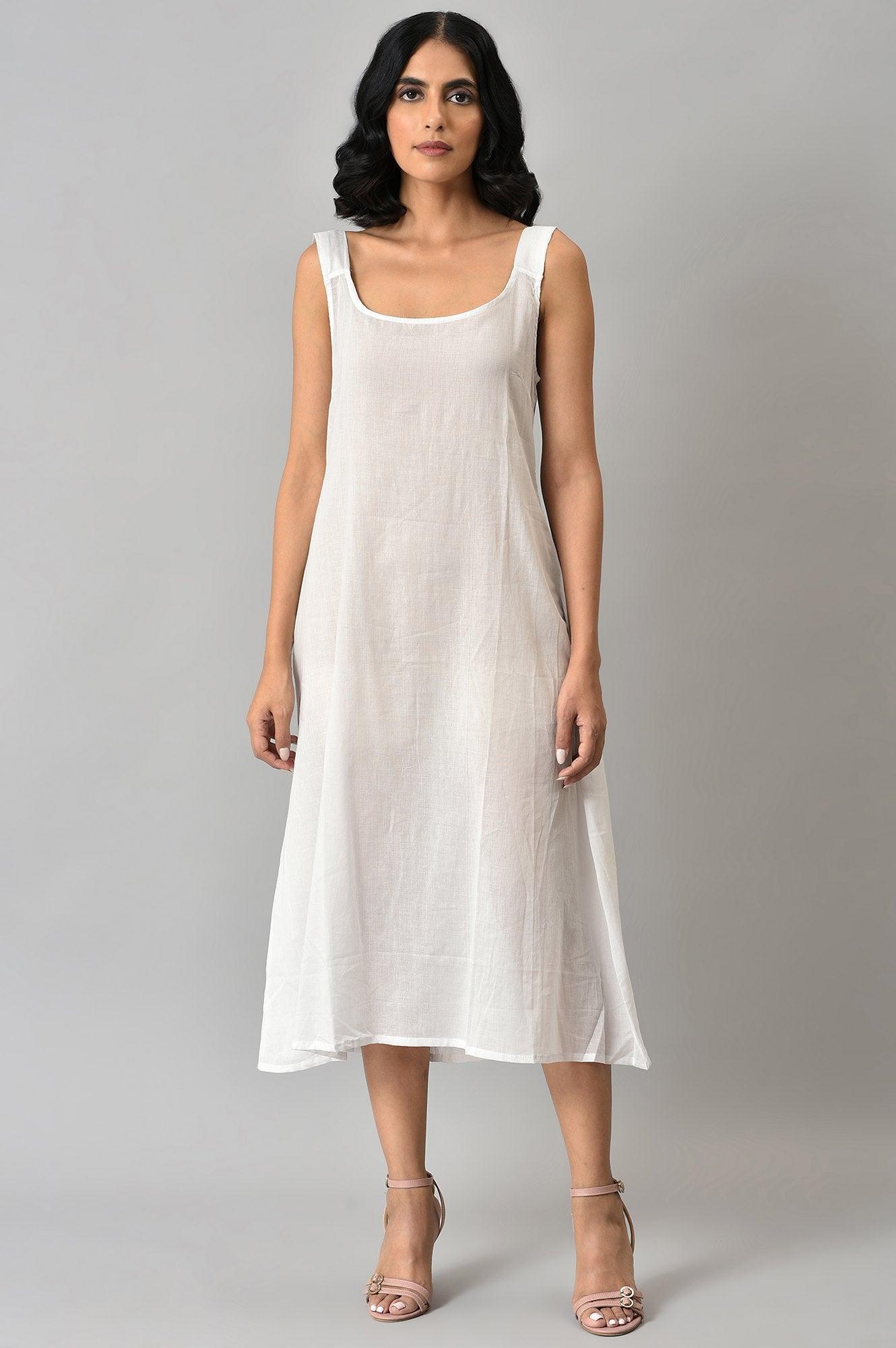 Light Blue Floral Organza Dress With Inner - wforwoman