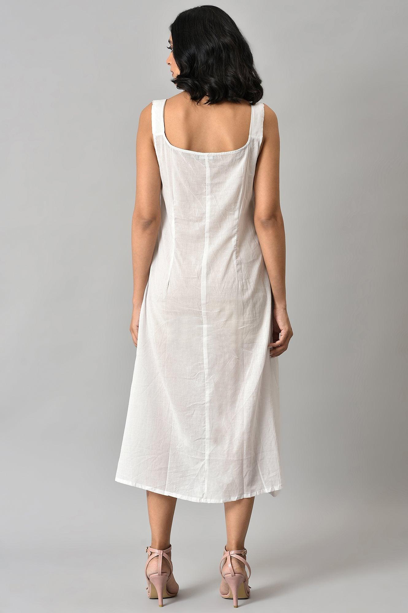 Light Blue Floral Organza Dress With Inner - wforwoman