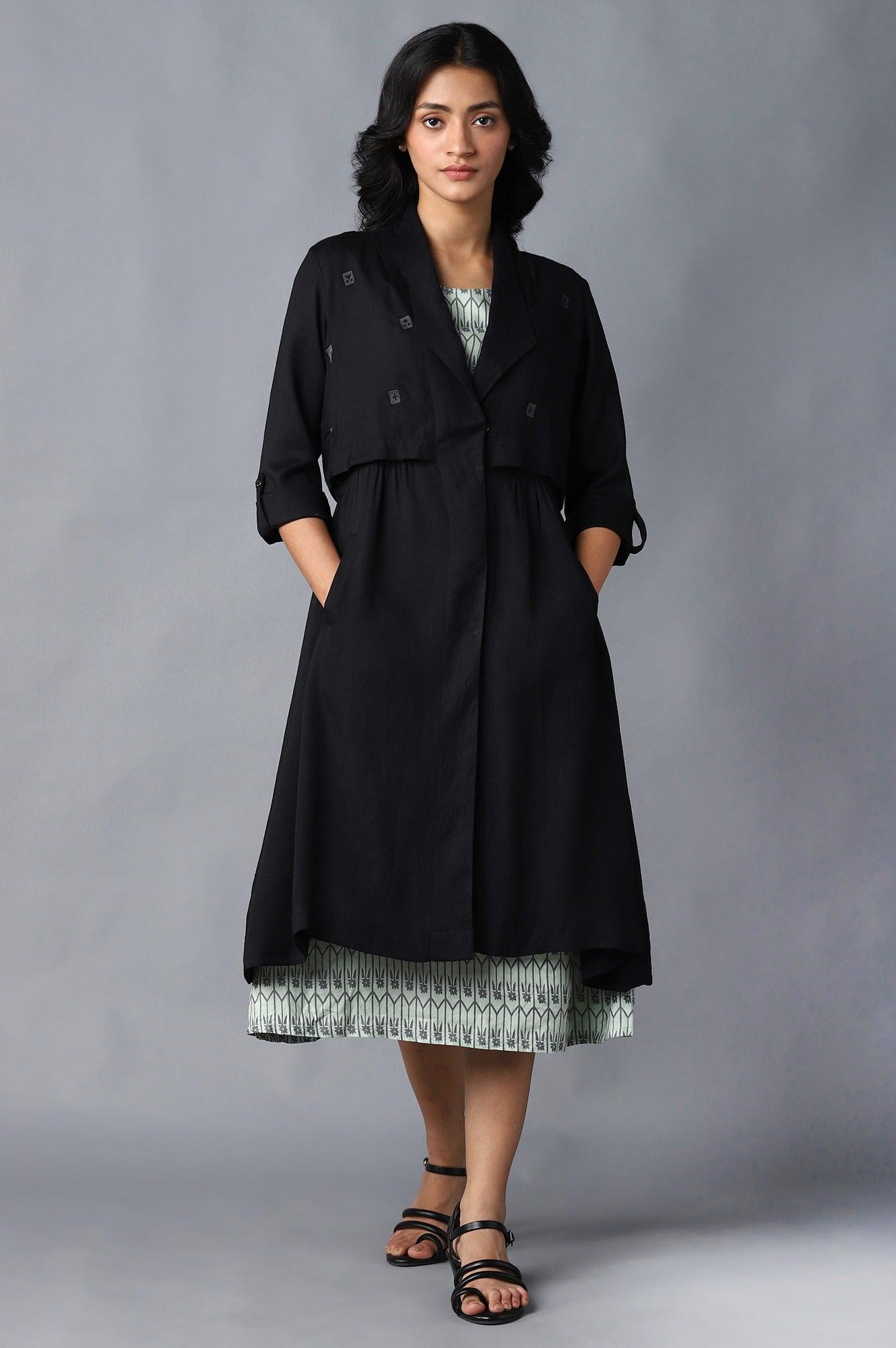 Jet Black Embroidered Jacket - wforwoman