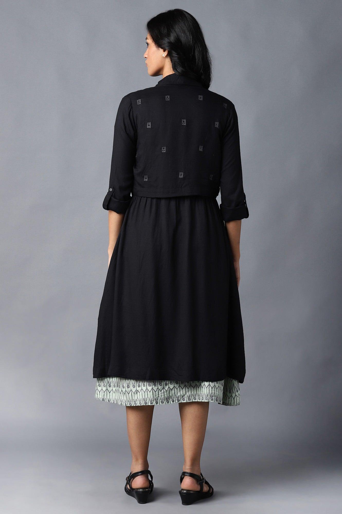 Jet Black Embroidered Jacket - wforwoman