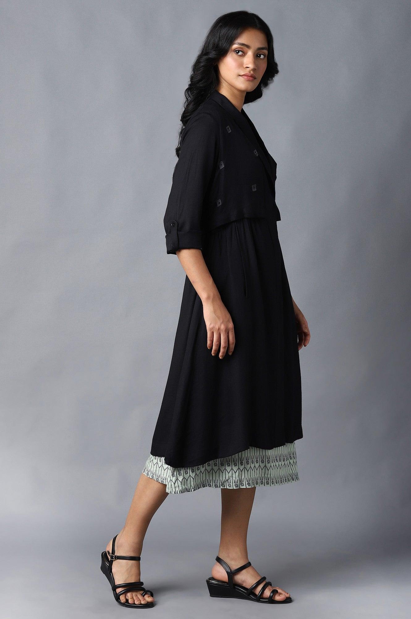 Jet Black Embroidered Jacket - wforwoman